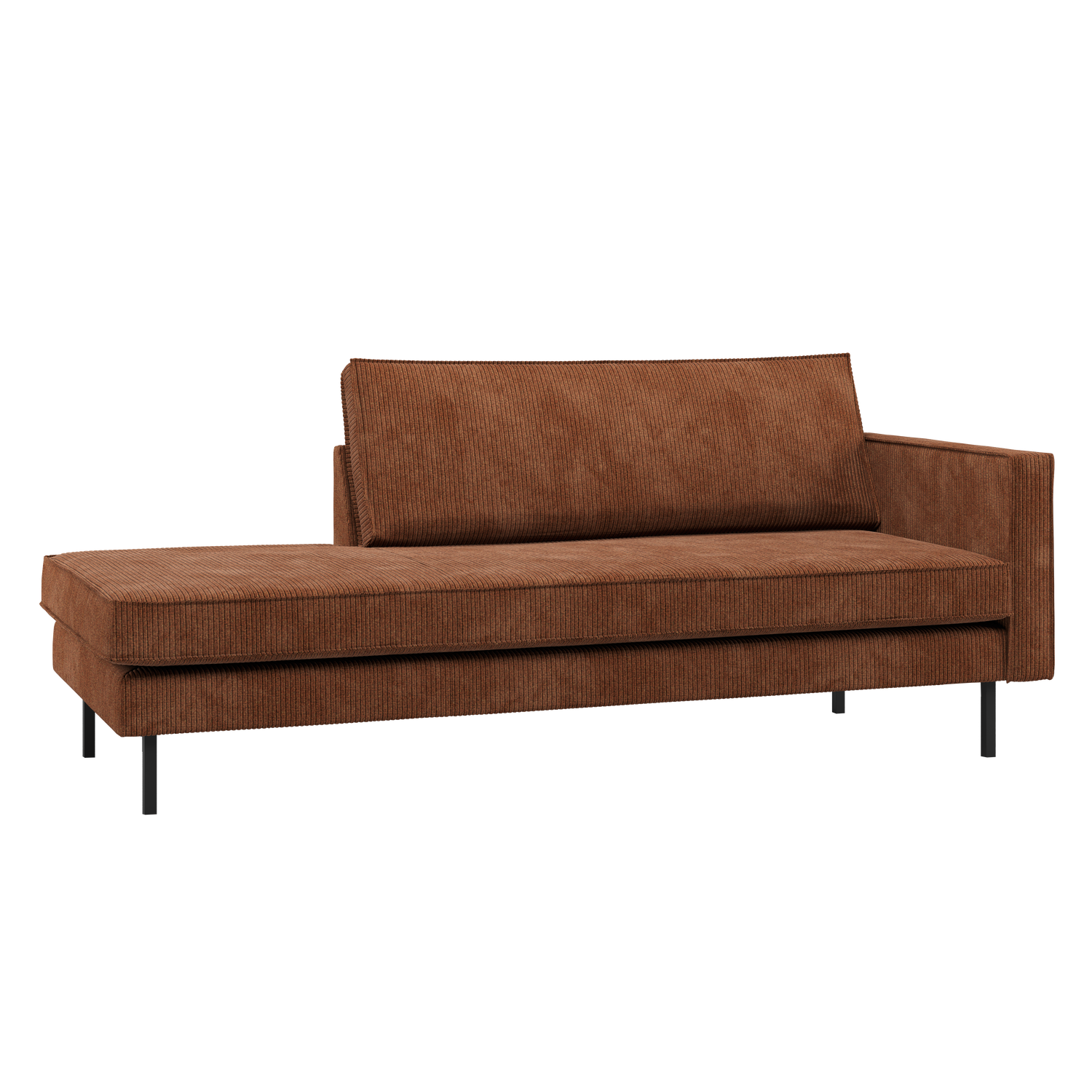 Rodeo daybed rechts ribstof bruin