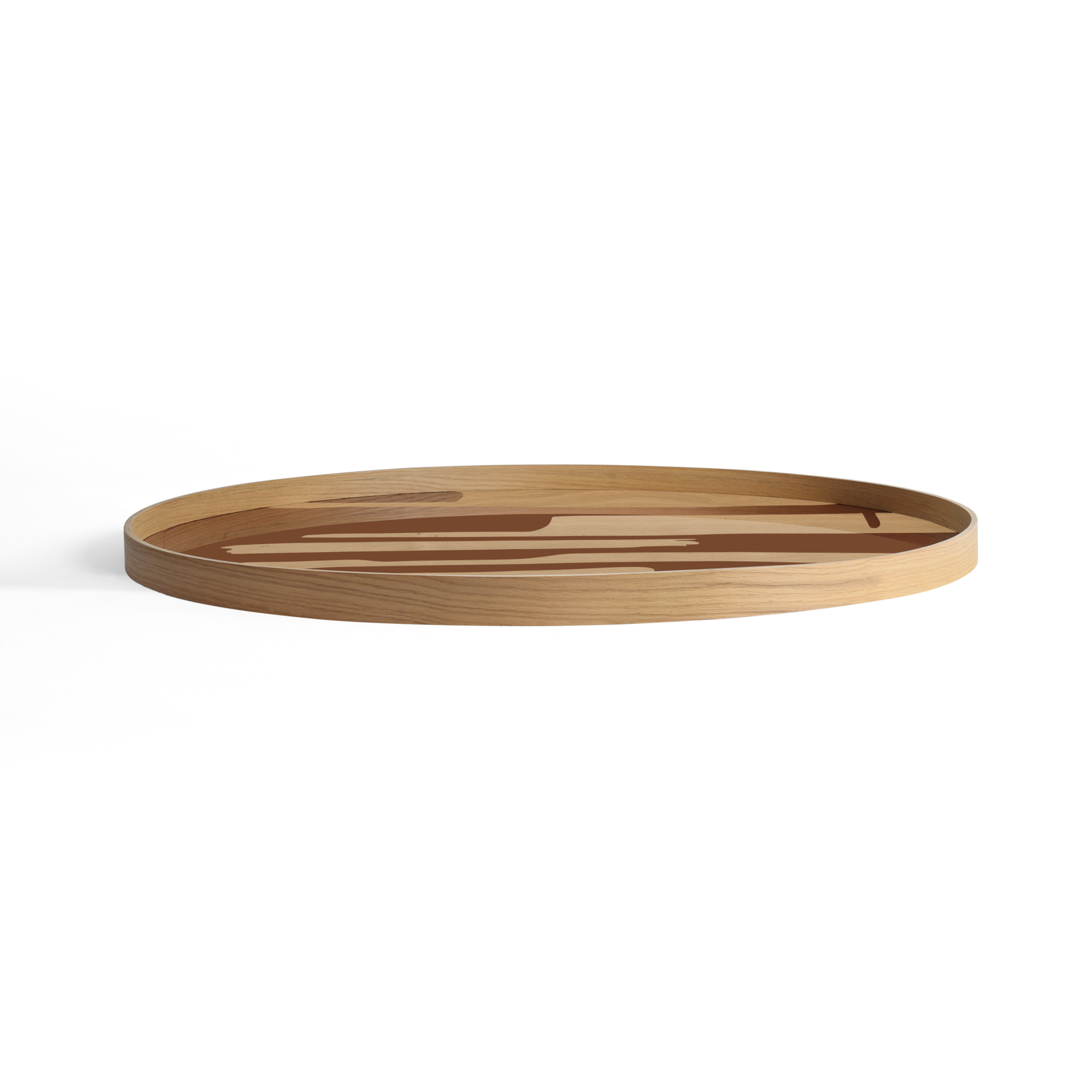 Second Nature glazen dienblad rond  - auburn