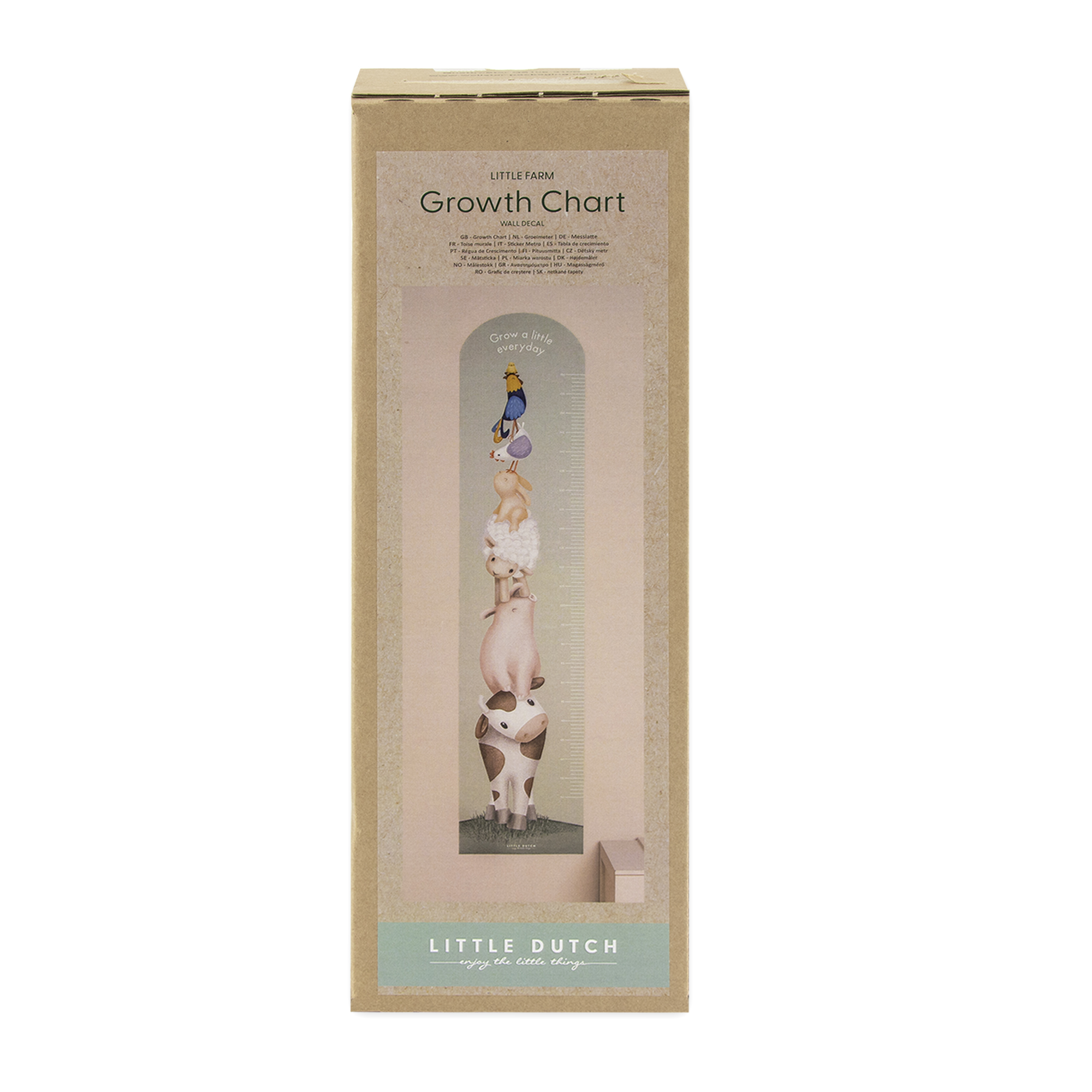 Groeimeter muursticker Little Farm