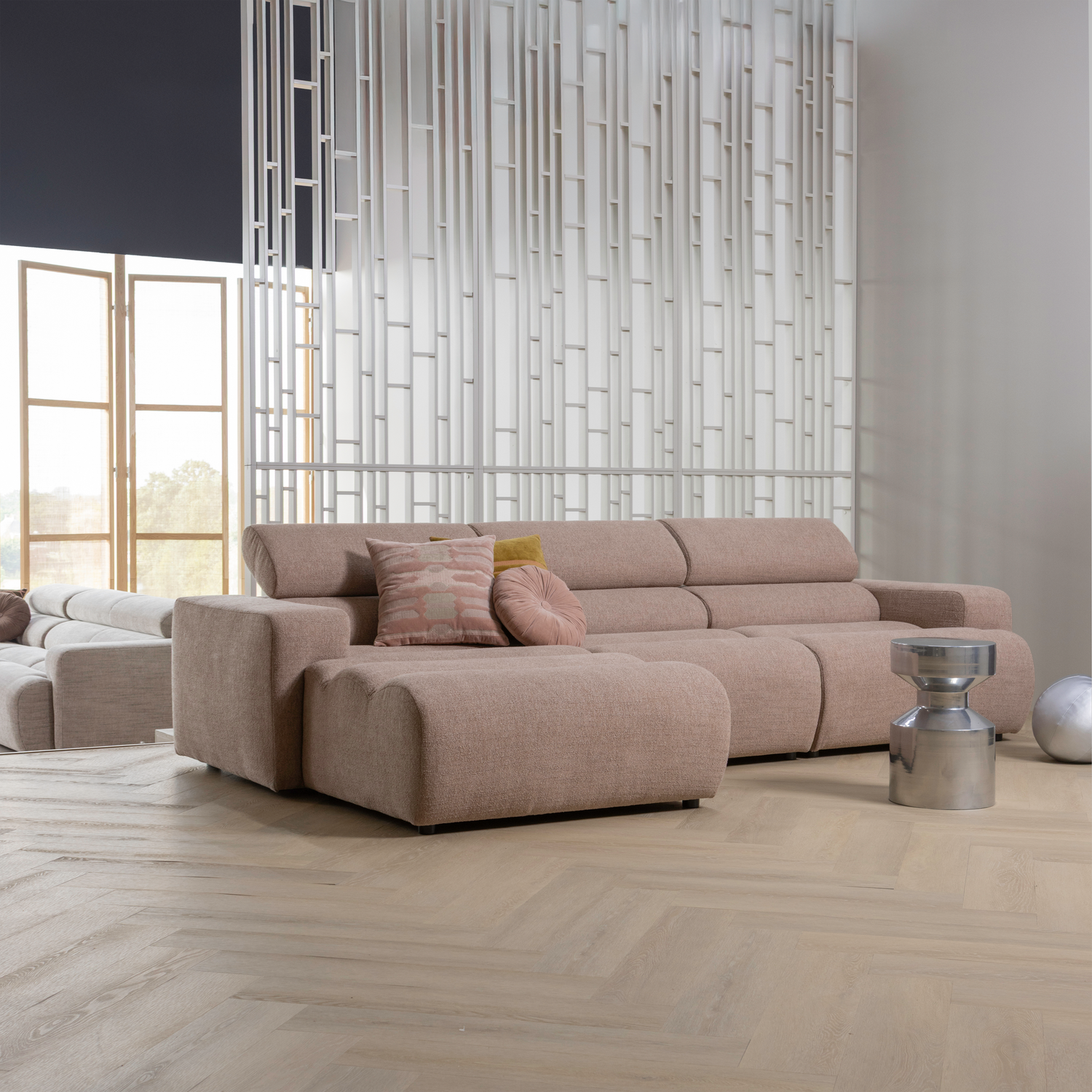Feis kussens velvet roze/naturel - set van 3