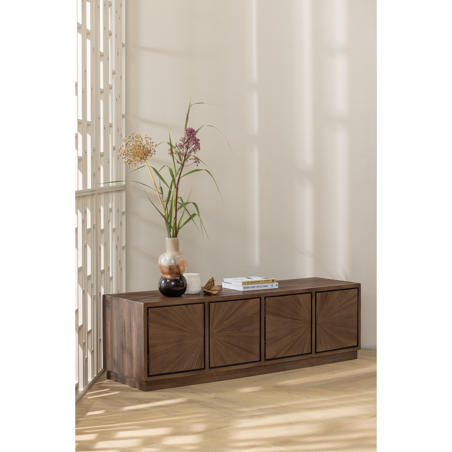 Sun tv meubel recycled teak bruin