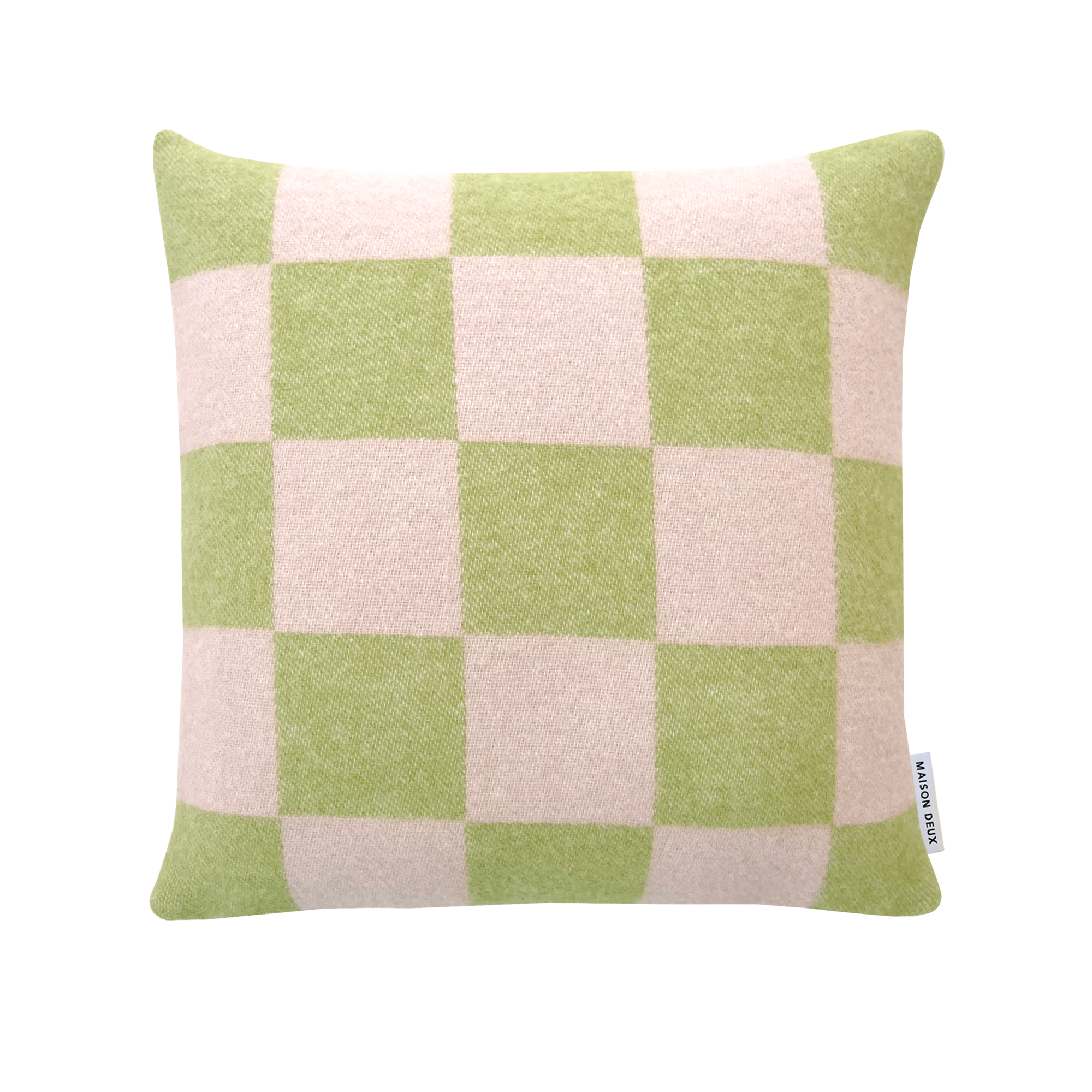 Maison Deux Checkerboard Cushion - Kiwi / Pink