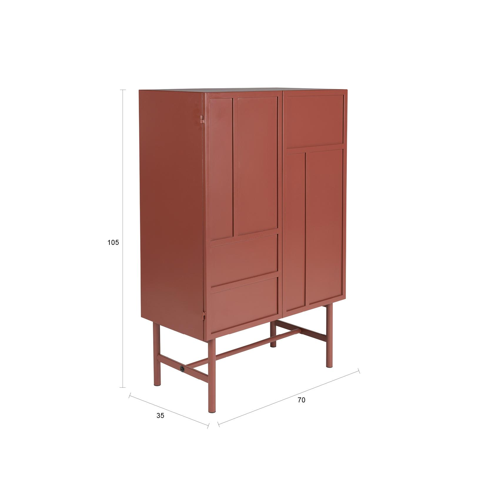 Davis kast metaal bruin/ rood