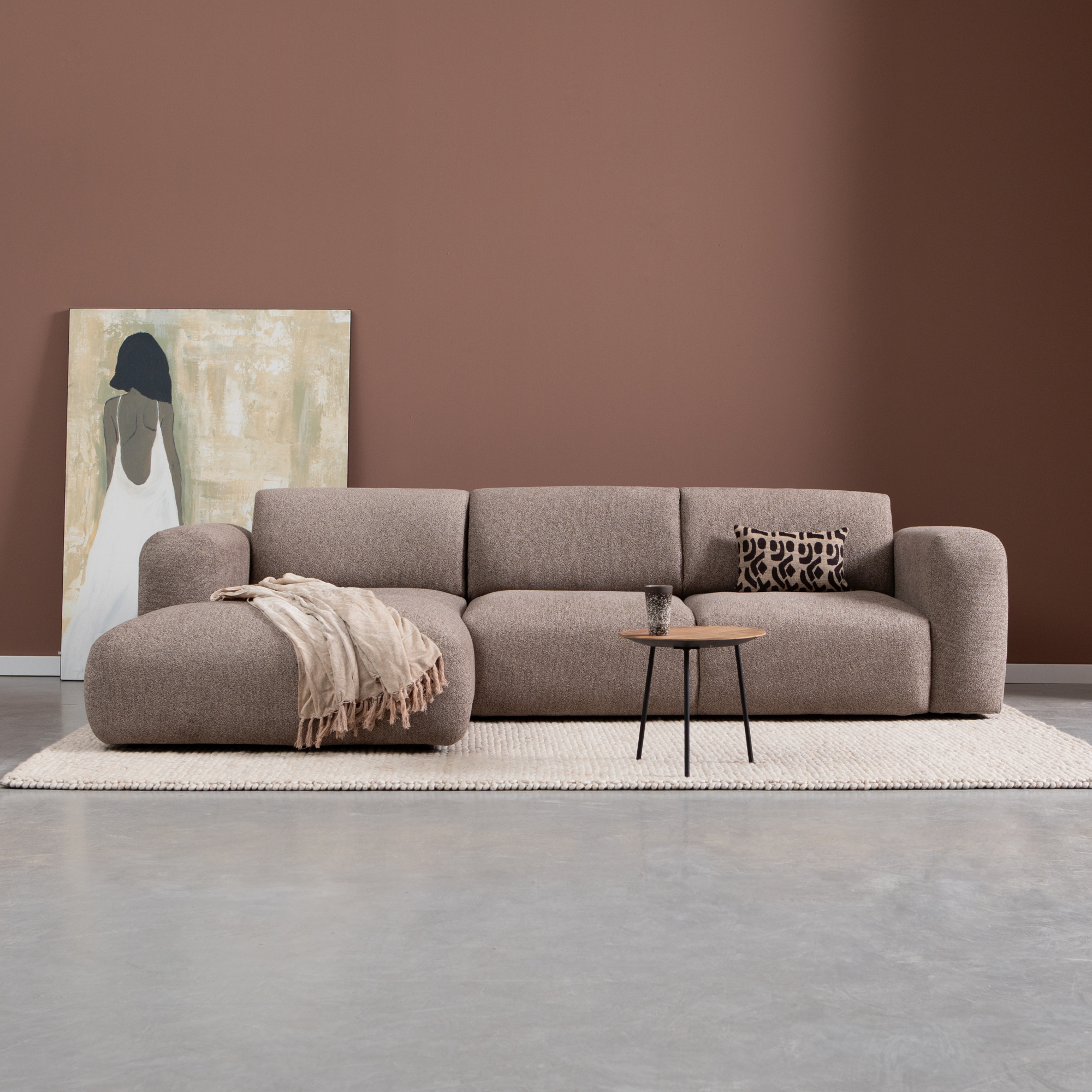 Riva Hoekbank Bruin, Chaise Longue