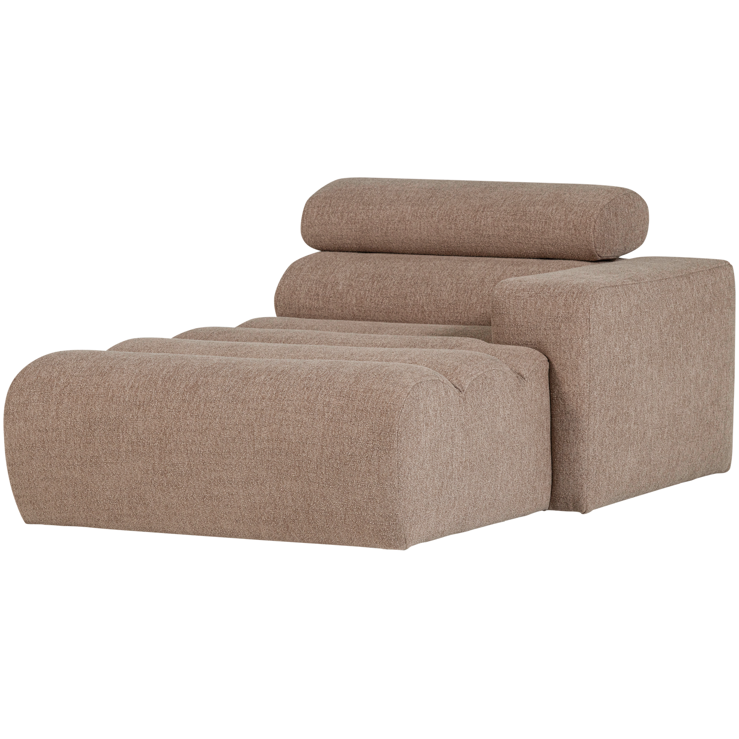 Novi chaise longue element arm rechts boucle karamelbruin
