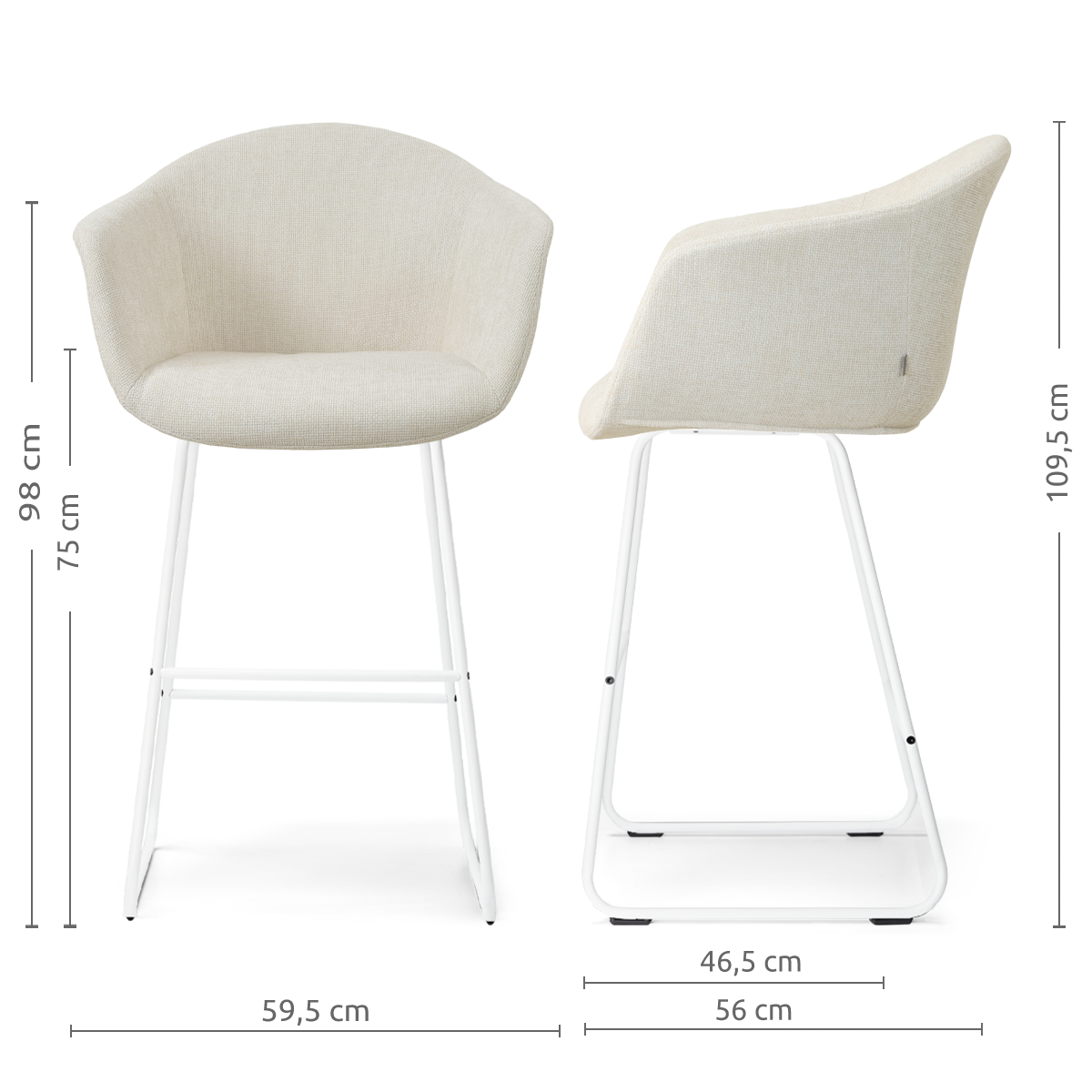 Nino-Otis - wit onderstel - 75 cm