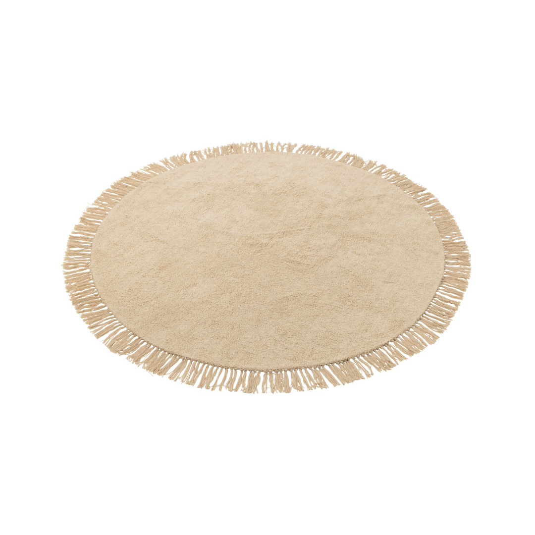 Rond vloerkleed boho franjes beige