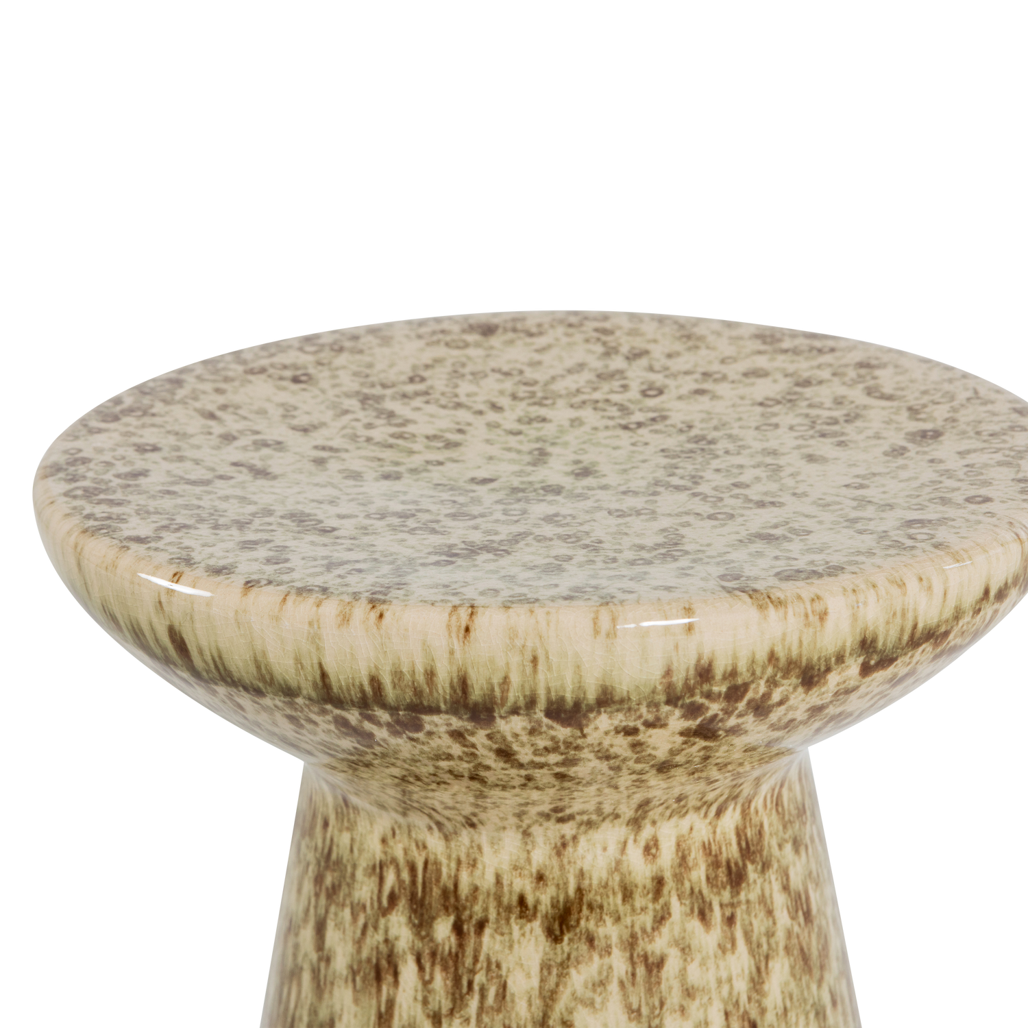 Fleck bijzettafel 43xo35 cm keramiek lichtbruin melange