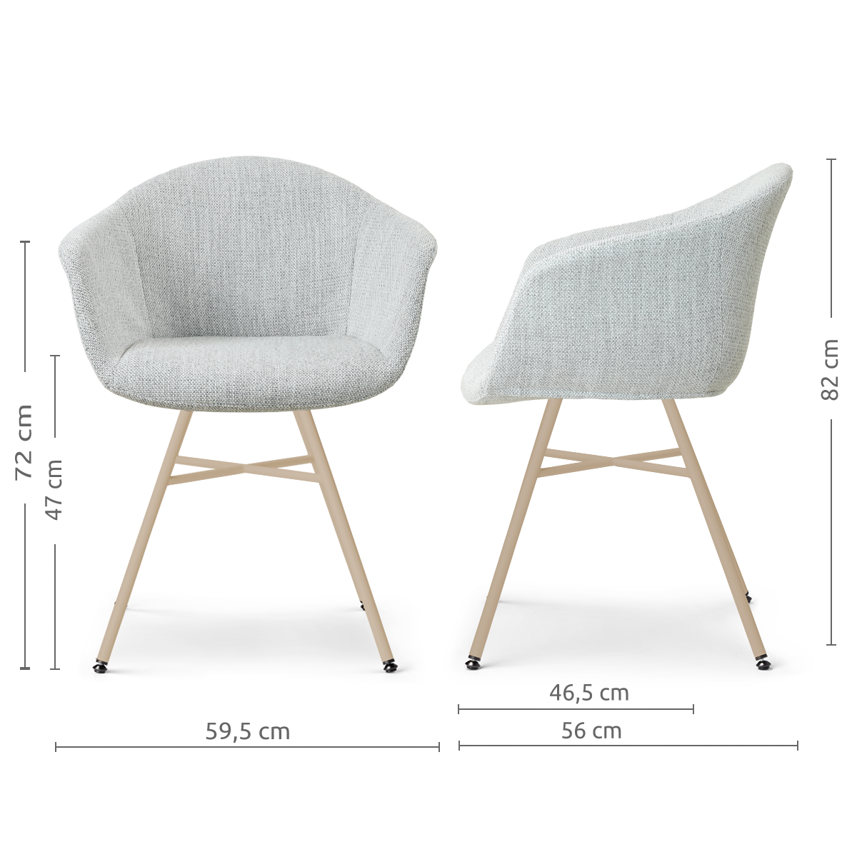eetkamerstoel Noa-Otis beige onderstel