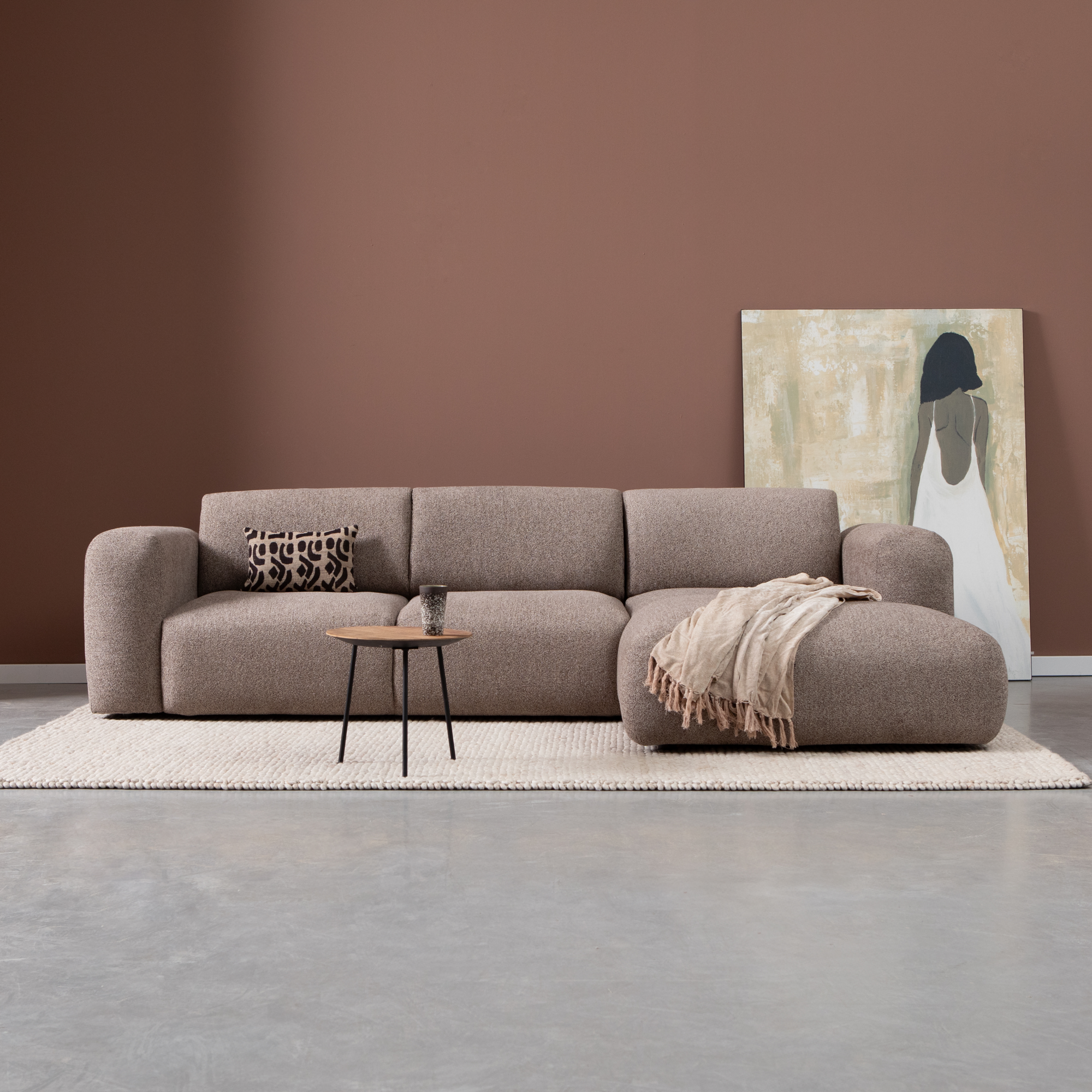 Riva Hoekbank Bruin, Chaise Longue