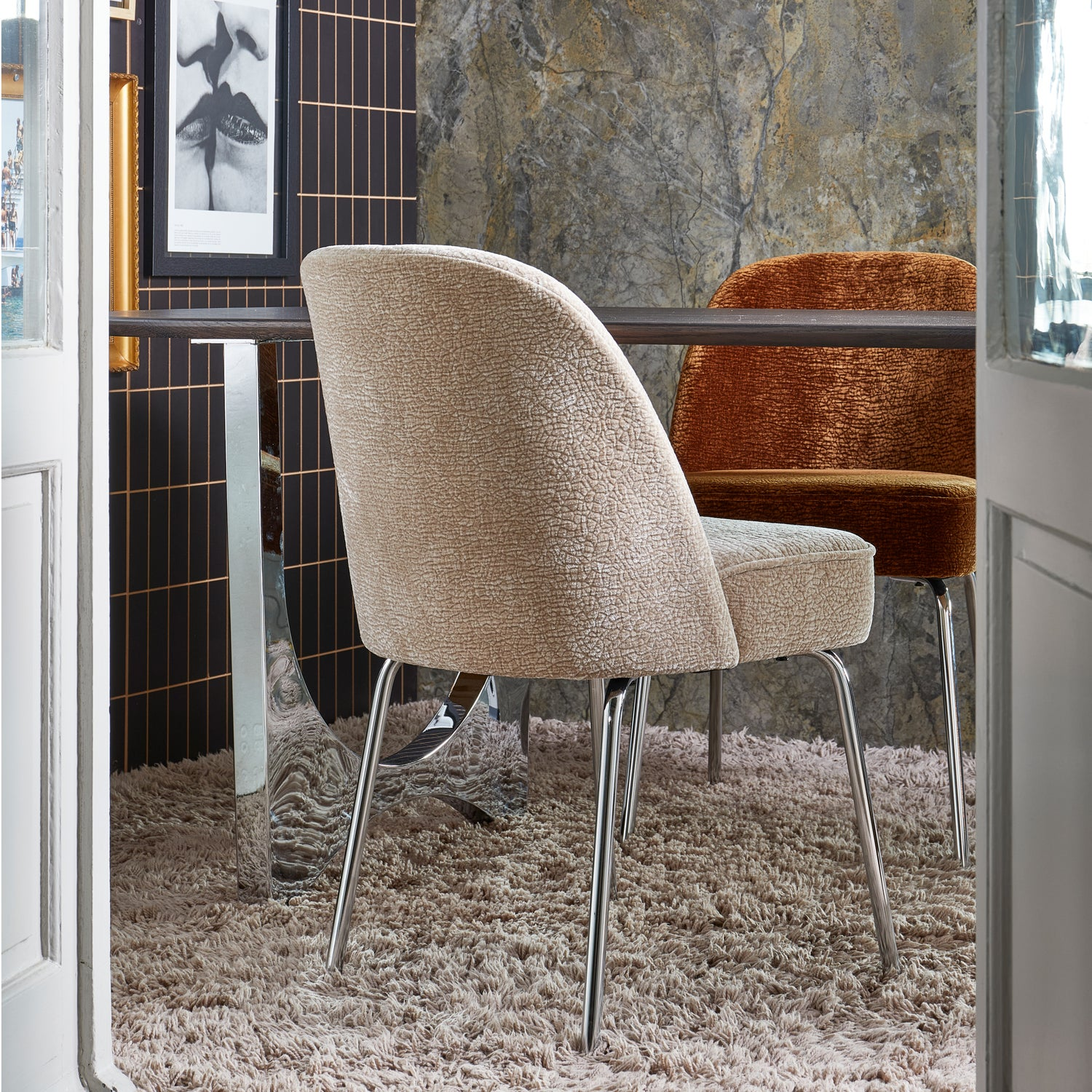 Vogue eetkamerstoel structure velvet brass