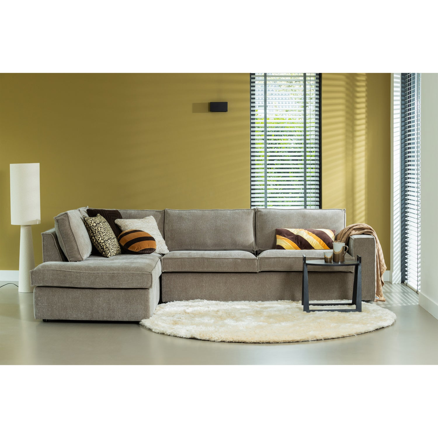 Loft vloerlamp metaal/boucle naturel met strepen 130xo30 cm