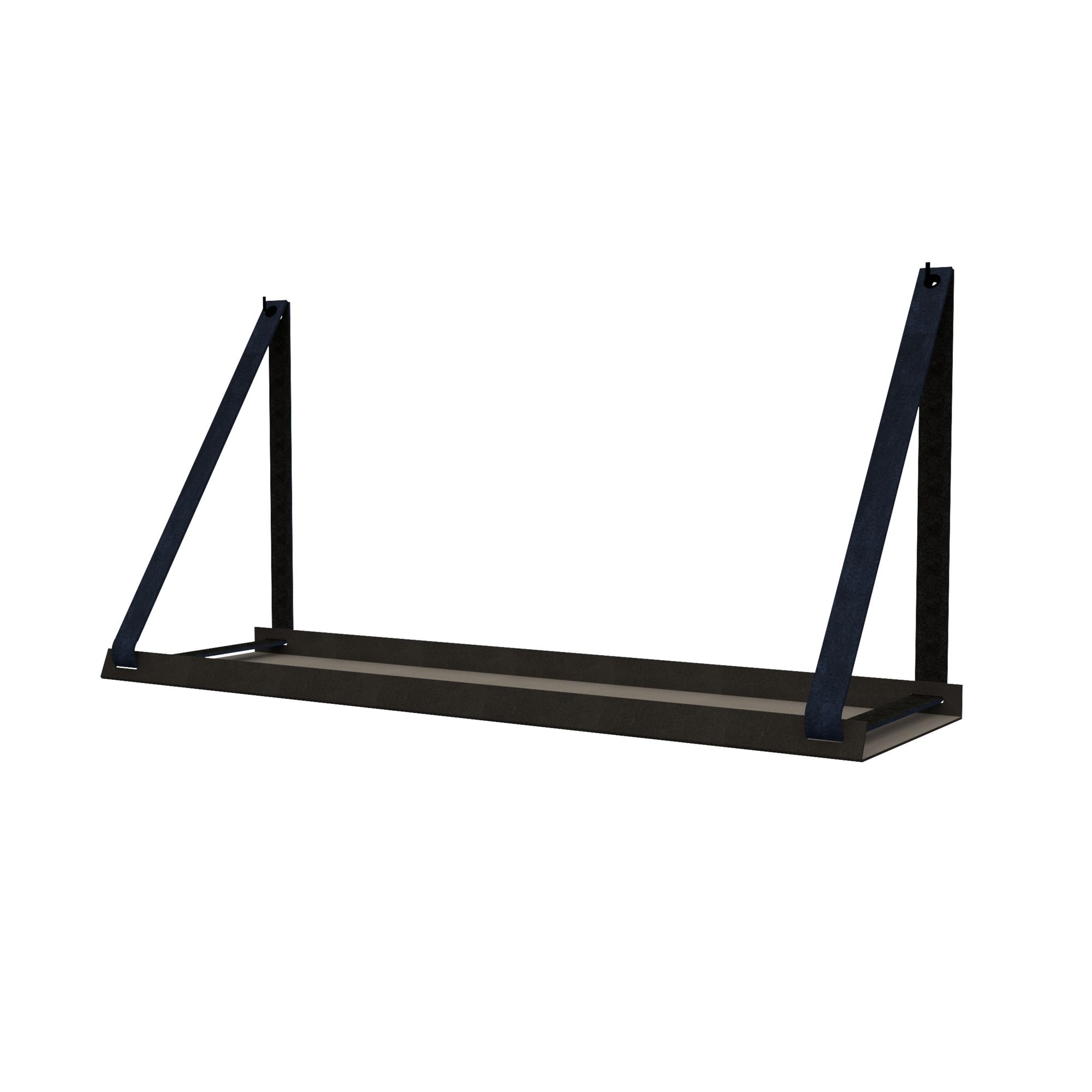 Stalen wandplank 70x20cm - incl. leren plankdragers