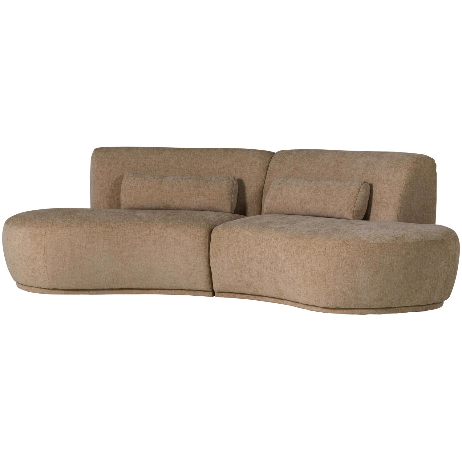 Batavier half ronde bank 4-zits velvet lichtbruin melange