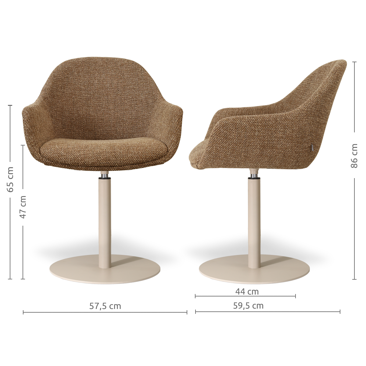 niva-mae draaibare eetkamerstoel- beige onderstel