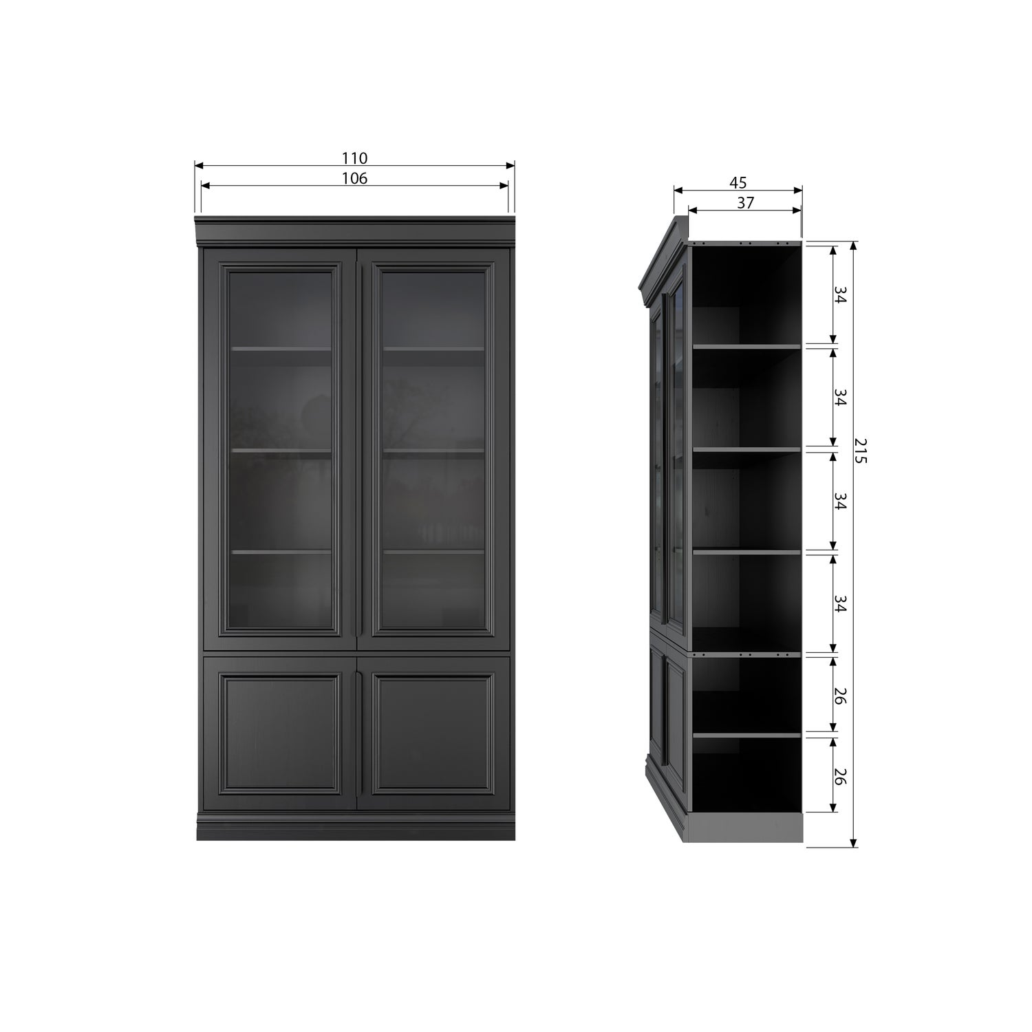 Organize vitrinekast 44 cm grenen matzwart [fsc]