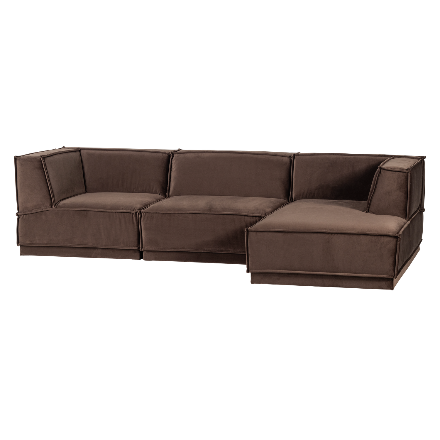 Manu chaise longue bank rechts velvet bruin [fsc]