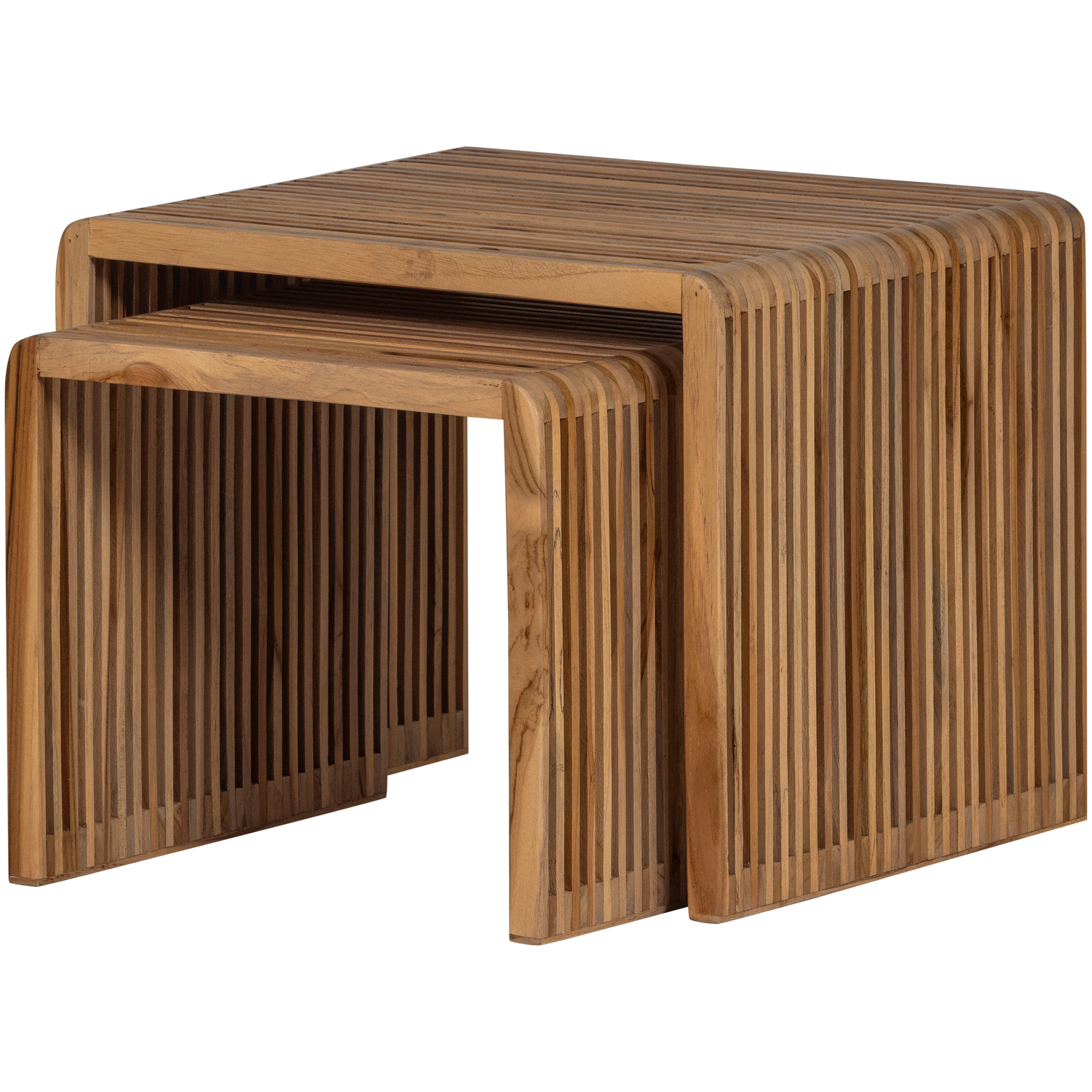 Jasmijn bijzettafel recycled teak naturel - set van 2