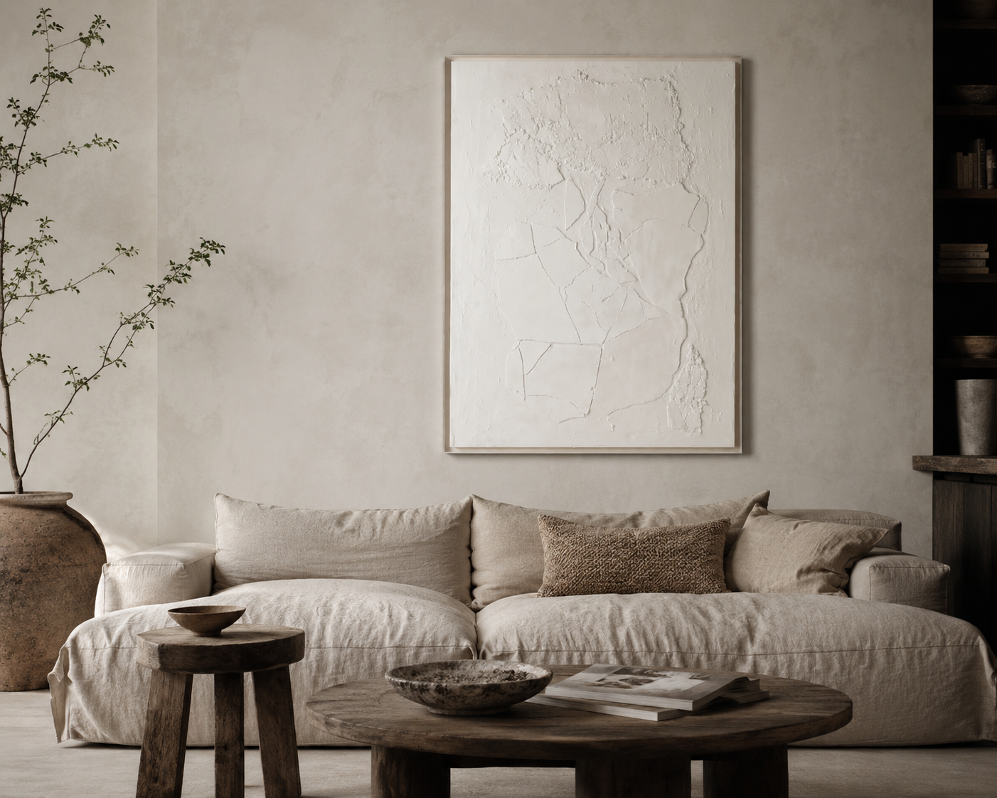Abstract schilderij met gips structuur | 120 x 90 cm