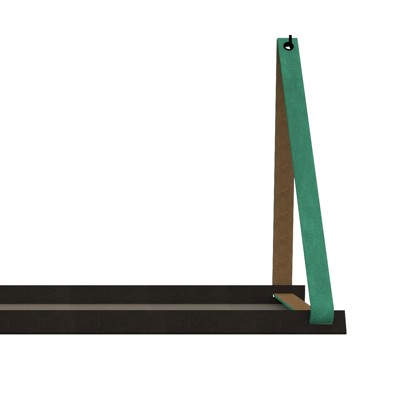 Stalen wandplank 70x20cm - incl. leren plankdragers