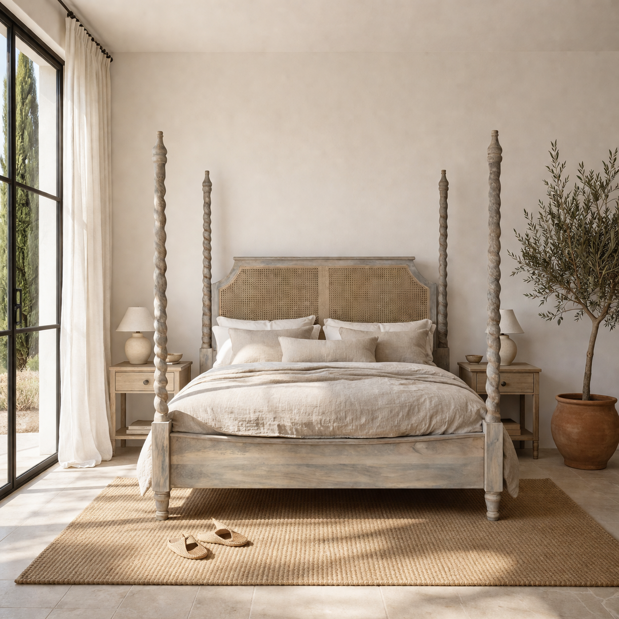 Aadinath - Handgesneden Mangohouten Hemelbed