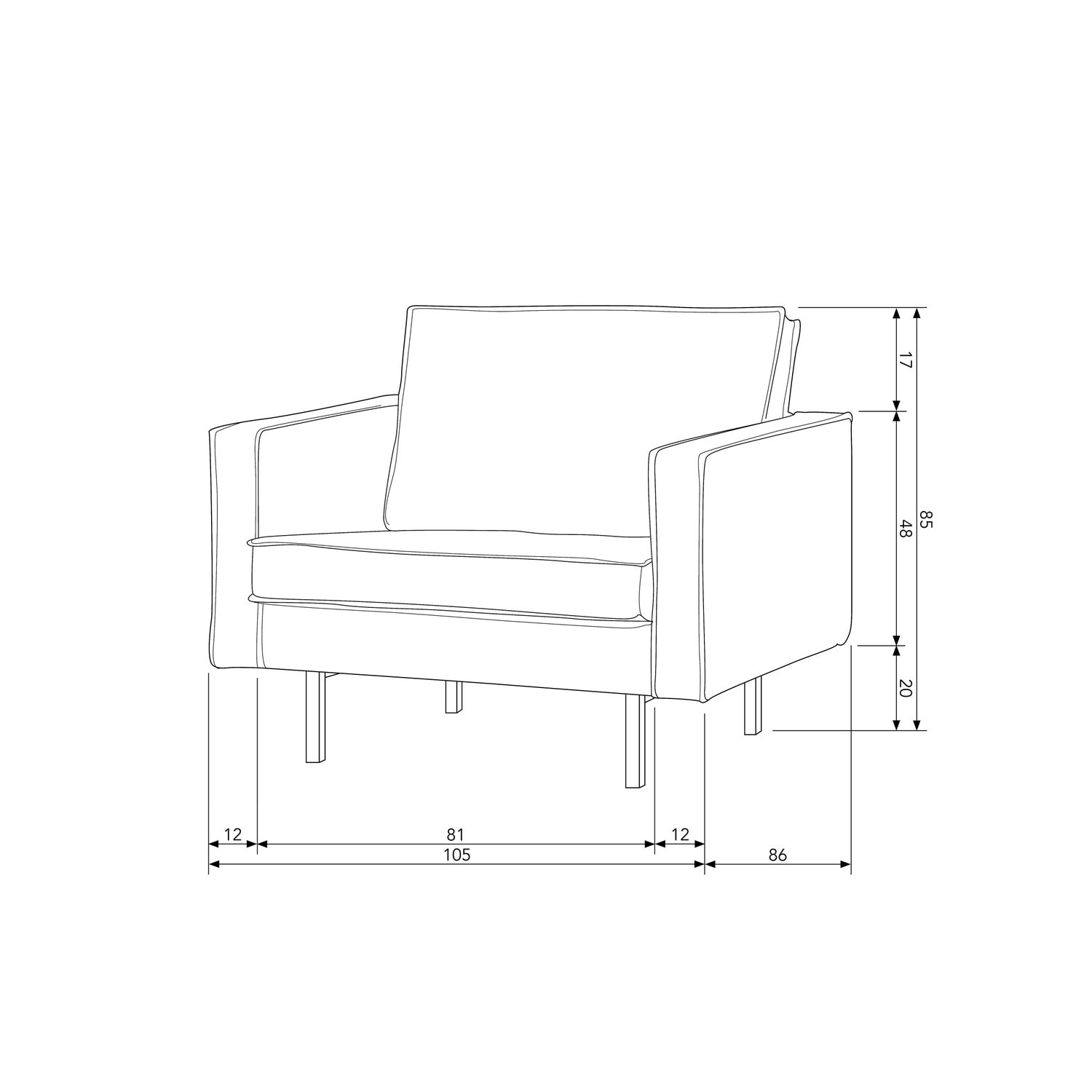 Rodeo fauteuil structure velvet frost