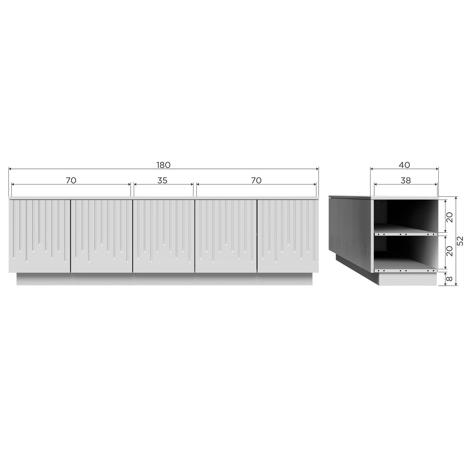 Pencil tv meubel grenen mist [fsc]