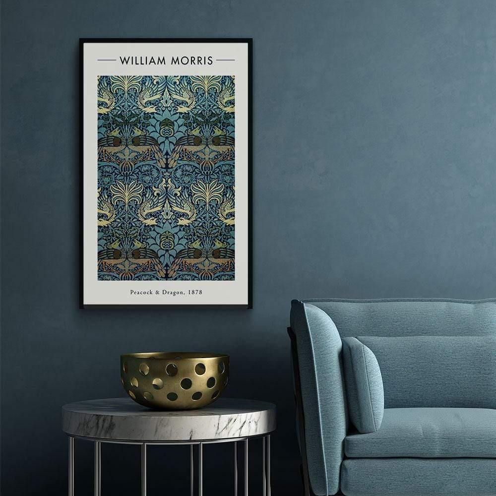 Walljar poster ingelijst - William Morris - Peacock and Dragon