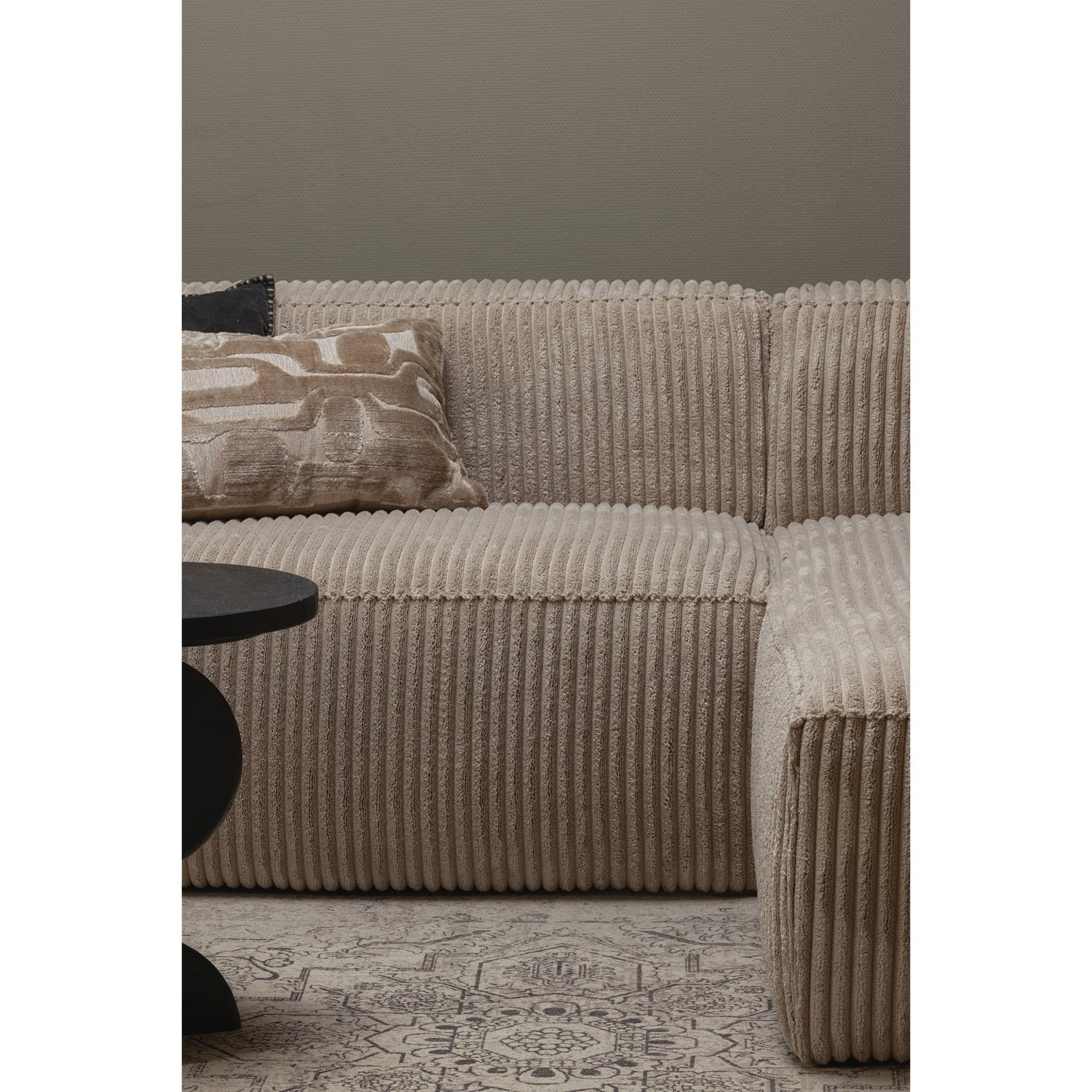 Bean chaise longue bank rechts chenille velvet taupe