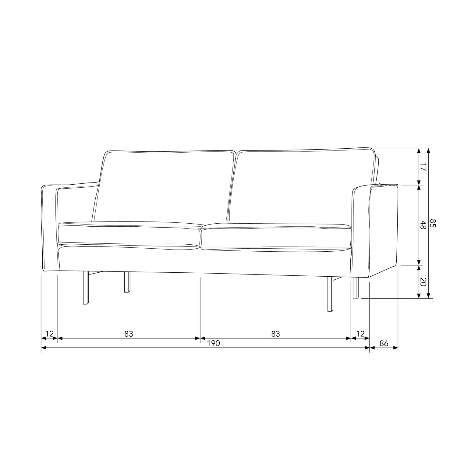 Rodeo 2,5-zits bank ribstof honinggeel