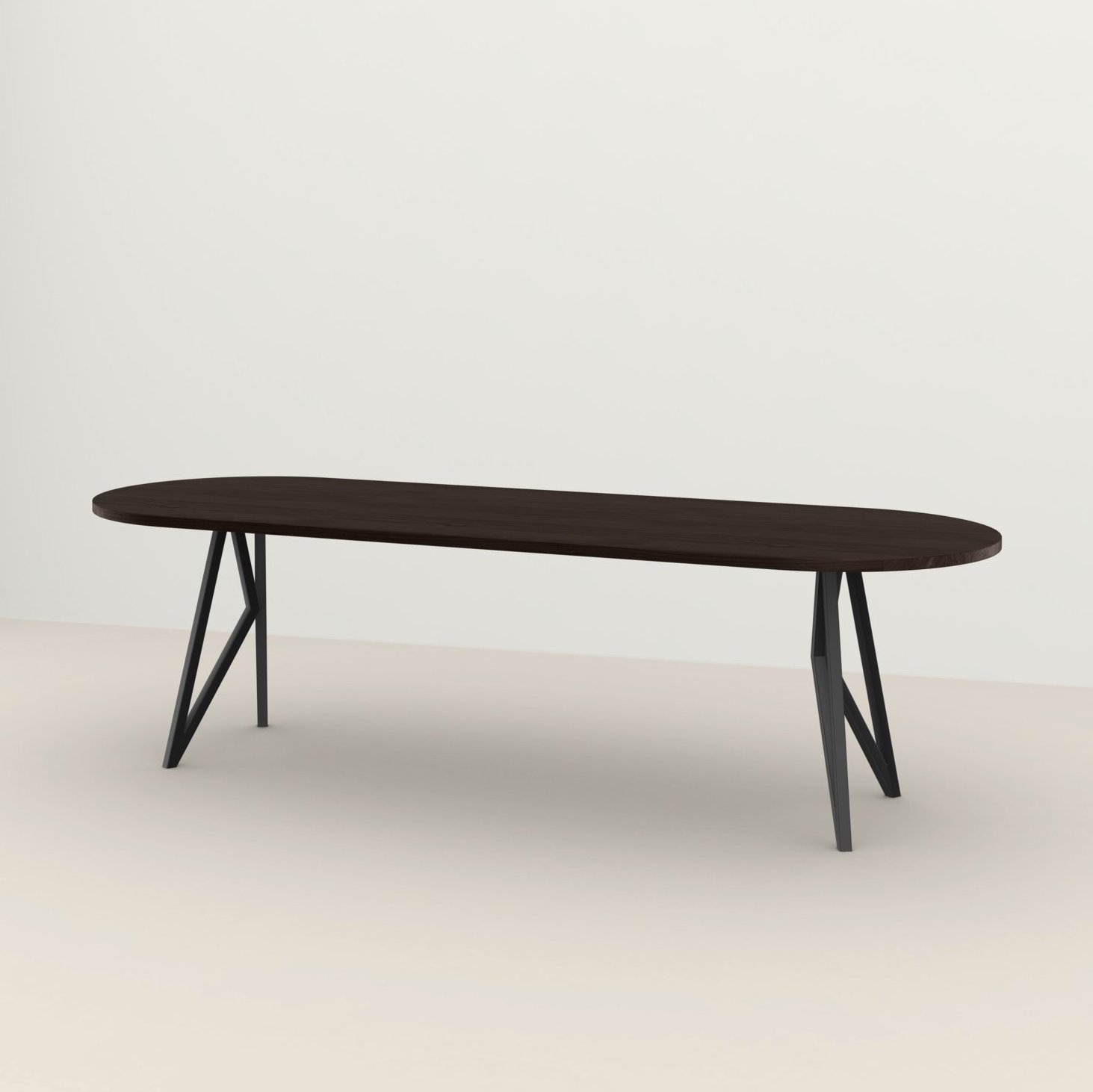Studio HENK tafel Butterfly Plat ovaal - zwart frame, gerookte beits