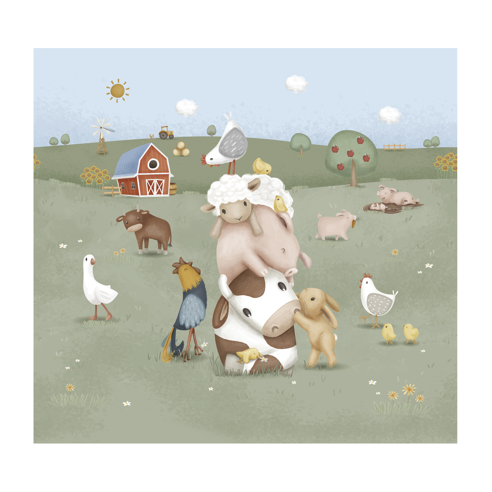 Digitaal behang Little Farm