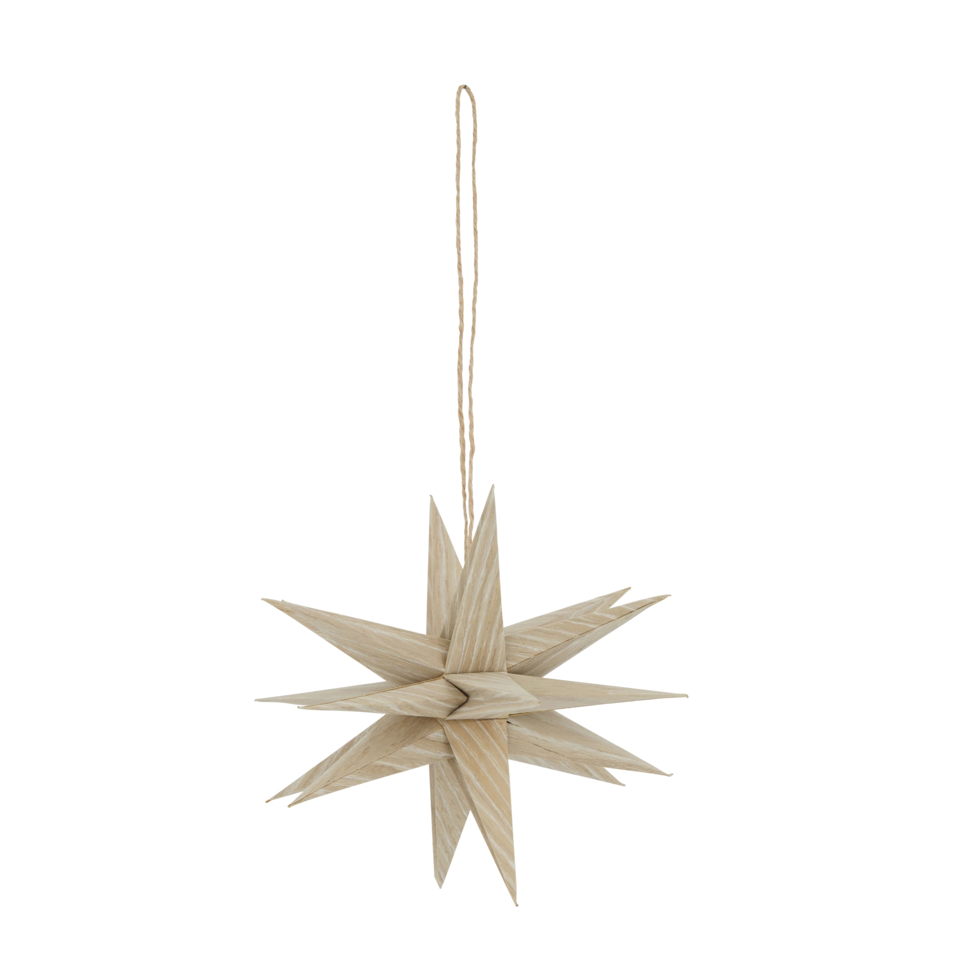 Kerstster hanger paper houtlook 2 stuks