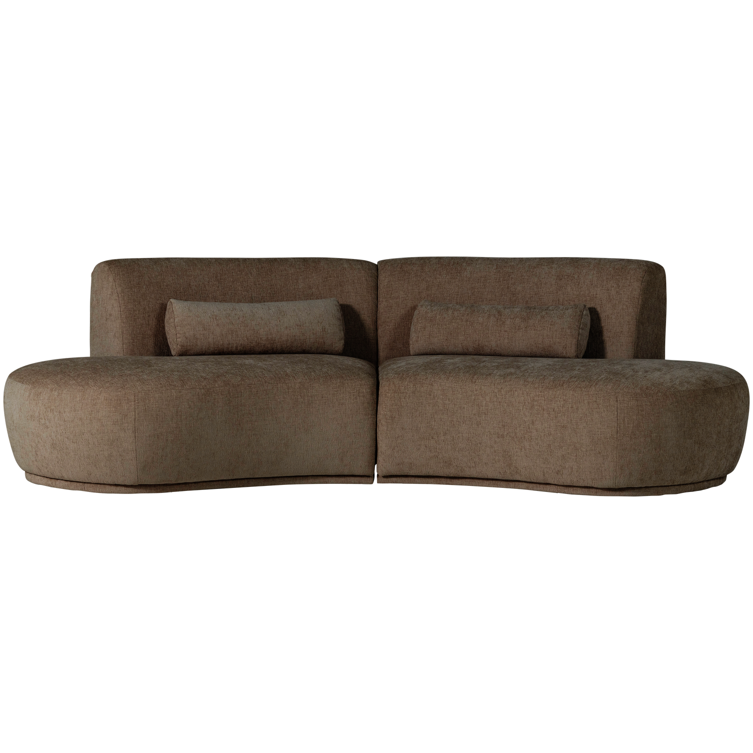 Batavier half ronde bank 4-zits velvet lichtbruin melange