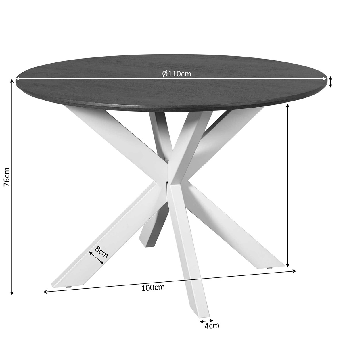 Eettafel De Bokke Rond Bruin & Zwart