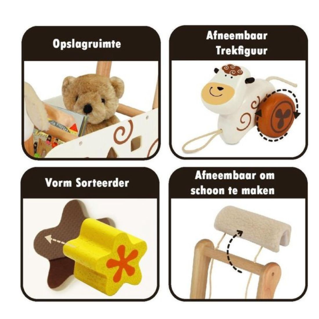 I’M Toy duwwagen dier met trekfiguur