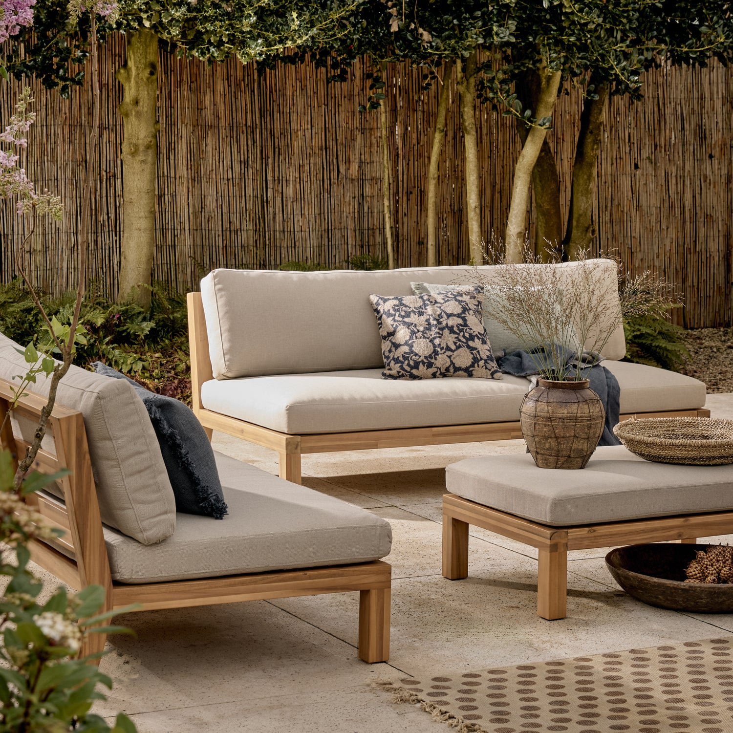 Relax tuin hocker/bijzettafel acaciahout naturel/zand [fsc]