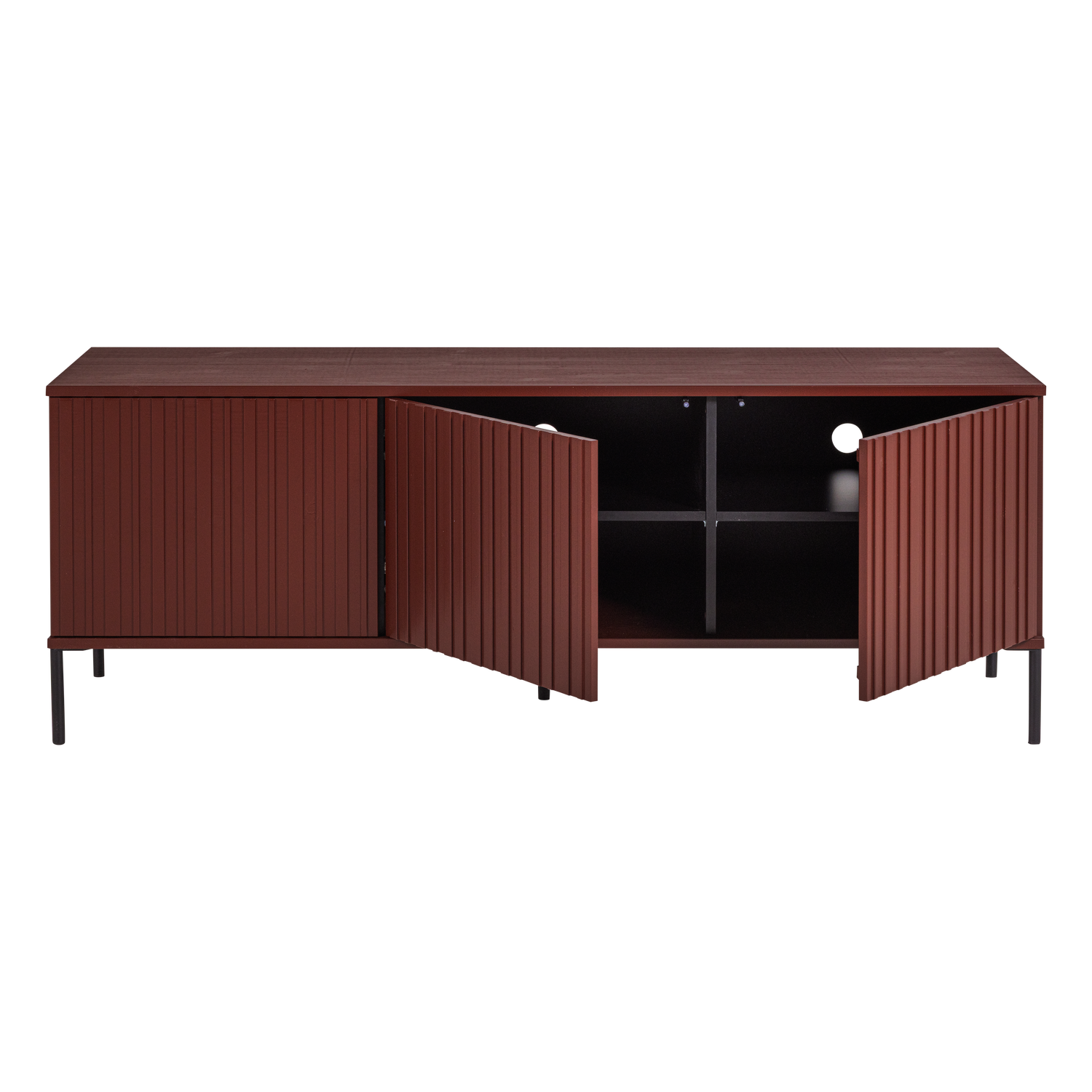 New gravure tv meubel 150 cm grenen bordeauxrood [fsc]