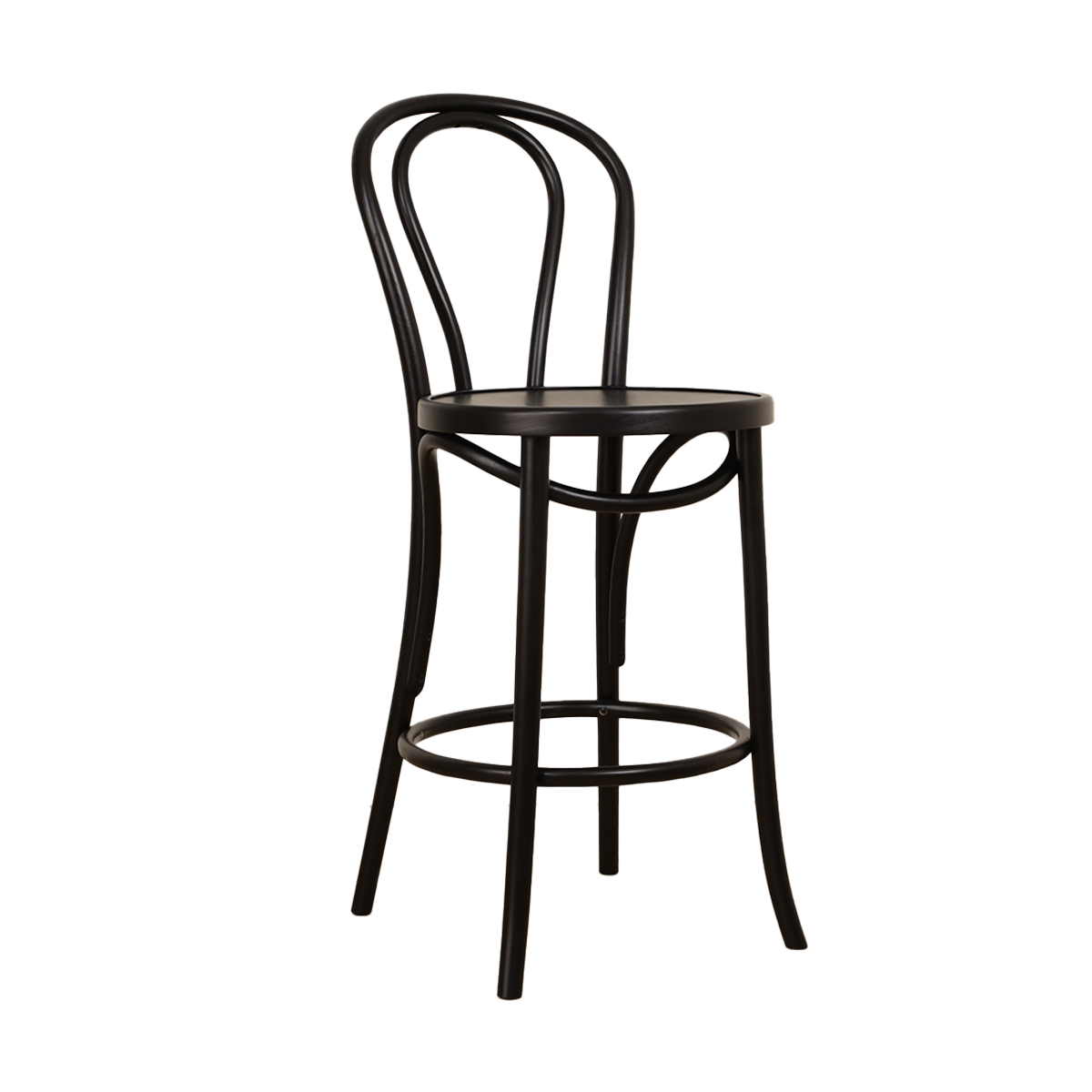 Vienna Thonet No. 18 houten barkruk black stained - 65 cm