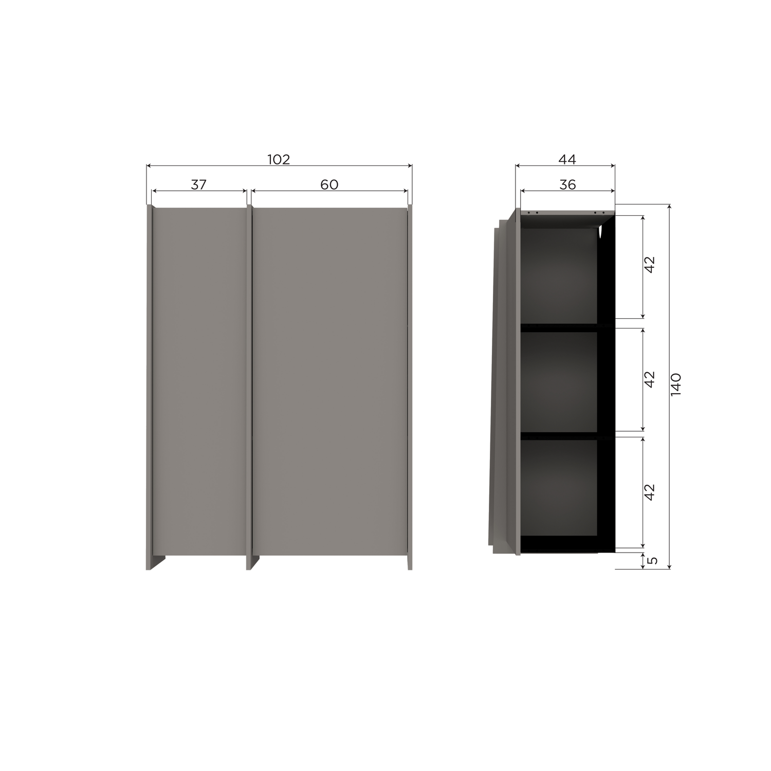Brock 2-deurs kast essen fineer warmgrijs [fsc]
