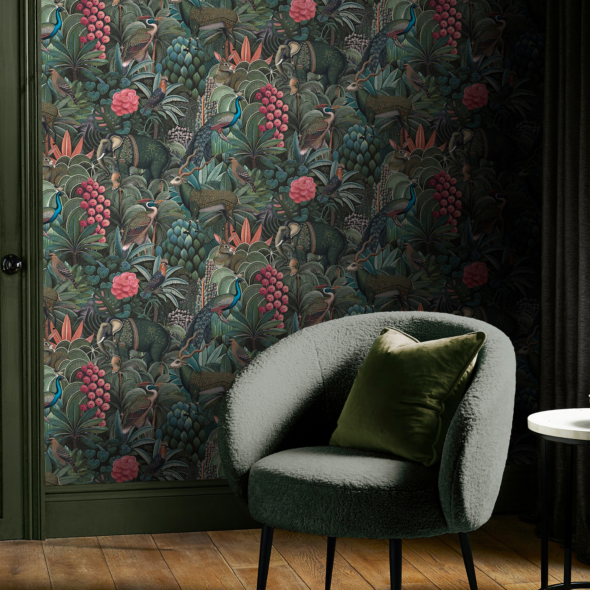Vliesbehang jungle jamboree green