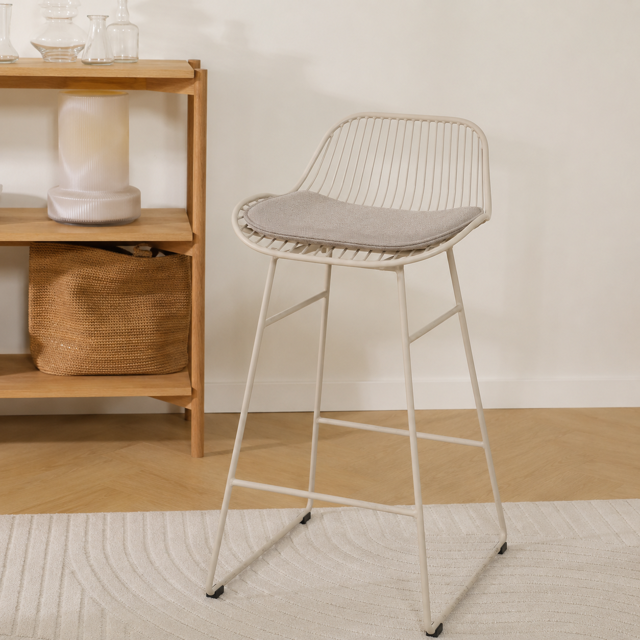 Barkruk Pleun grijsbeige - met zitkussen - 65 cm