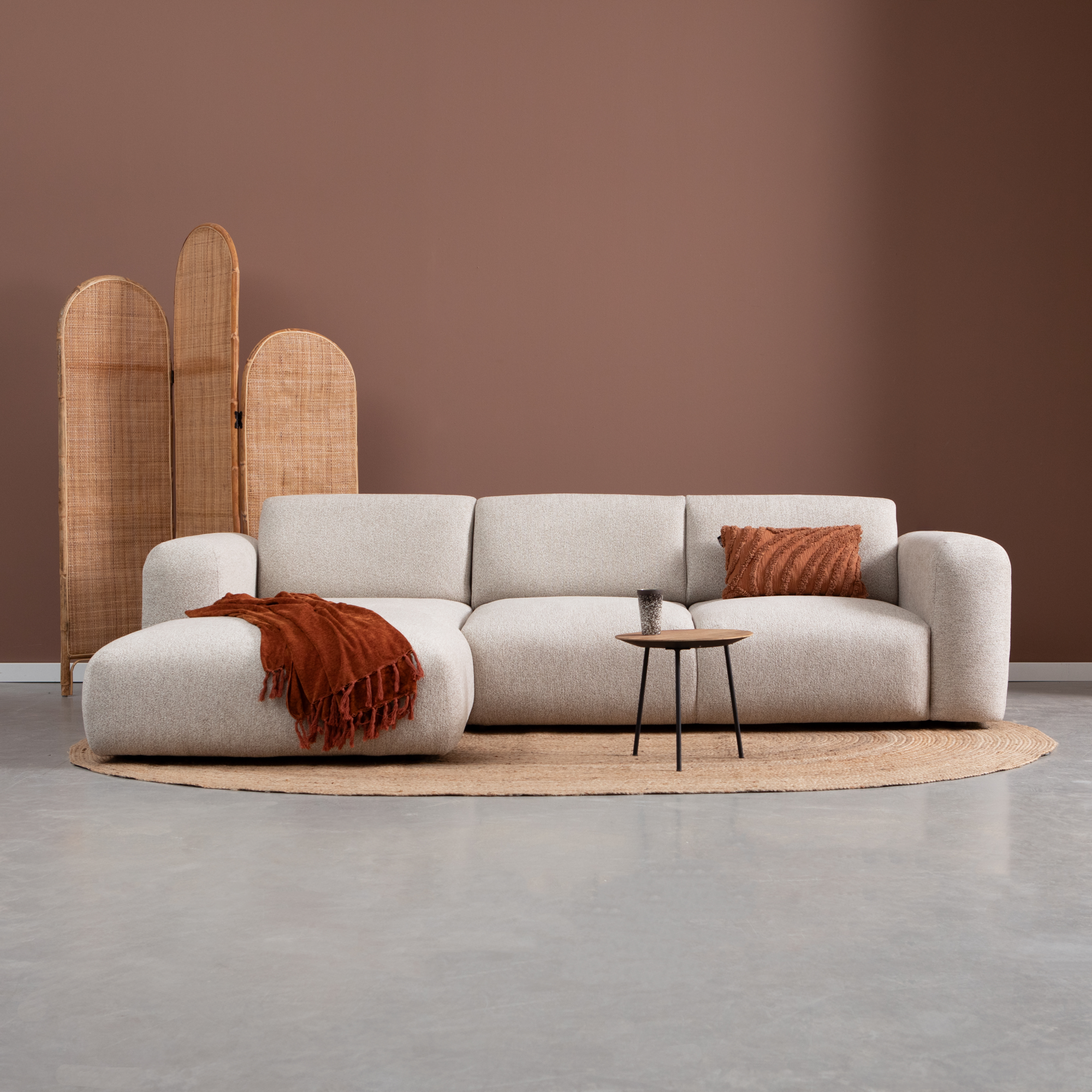 Riva Hoekbank Beige, Chaise Longue