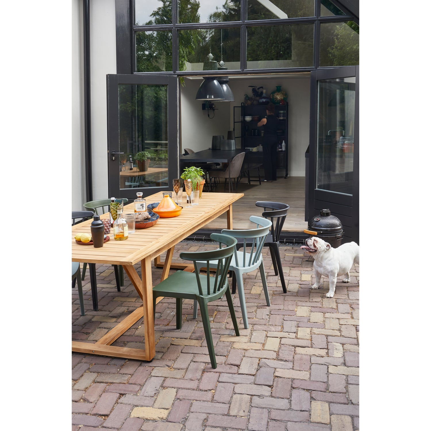 Bliss tuinstoel met spijlen kunststof paars/bruin
