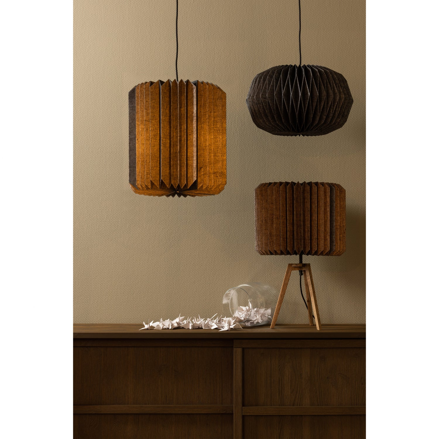 Globe hanglamp papier naturel/zwart