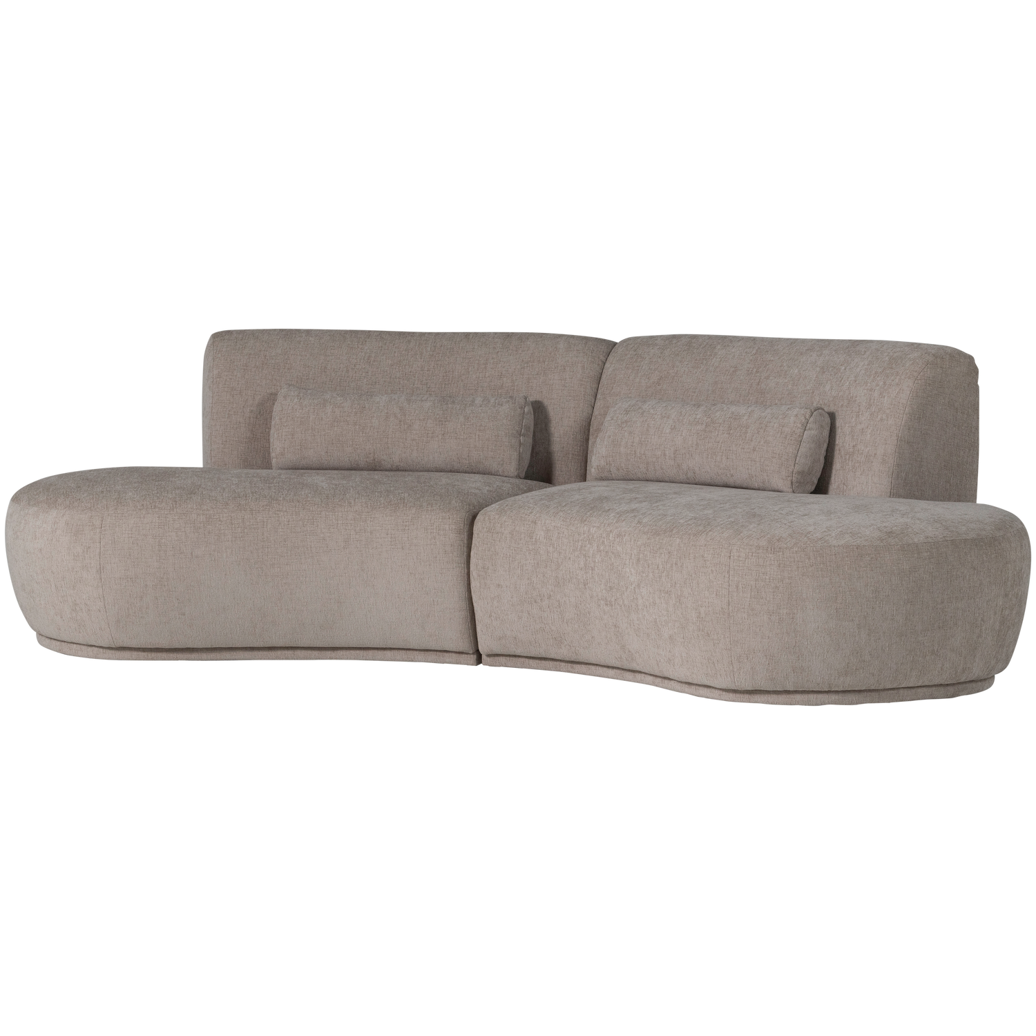 Batavier half ronde bank 4-zits velvet lichtbruin melange