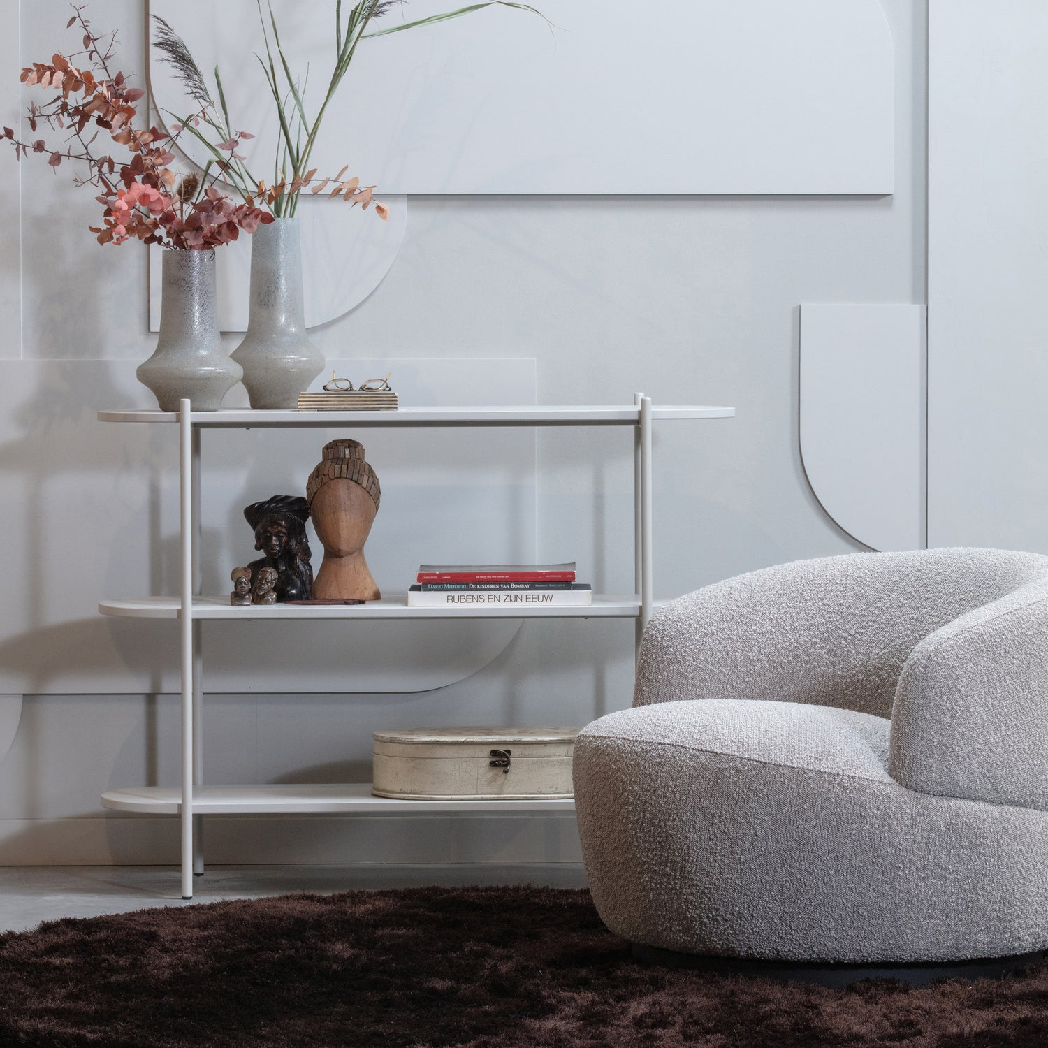 Woolly draaifauteuil boucle naturel melange