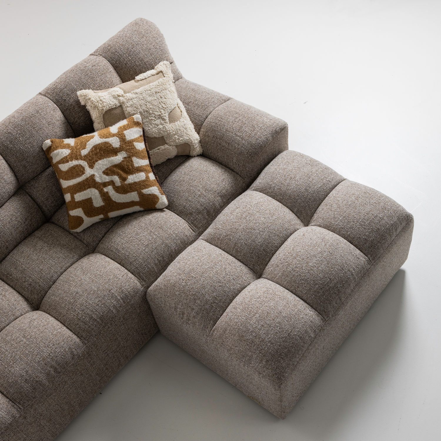 Allure hocker geweven stof donkerbruin melange