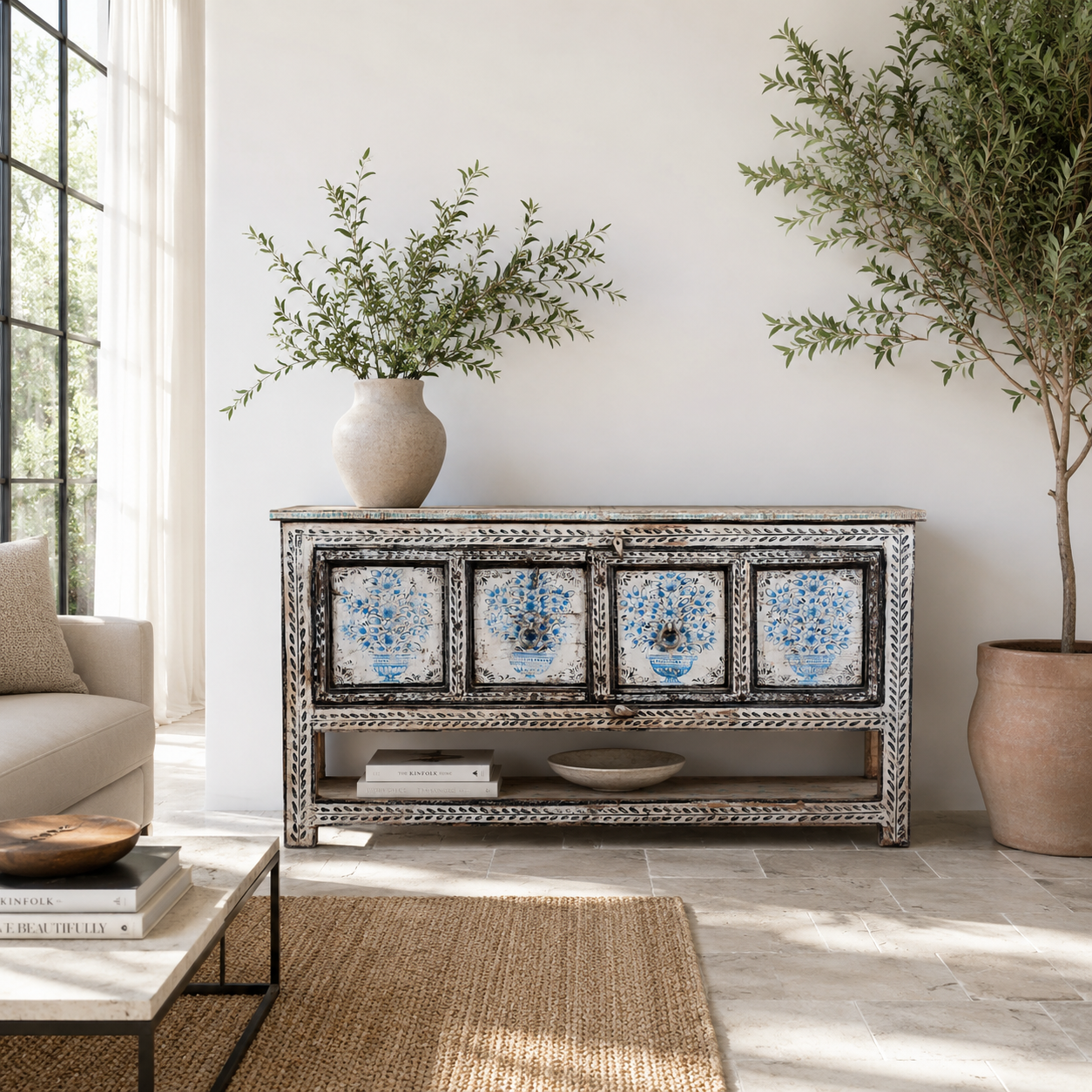 Jegan - Handbeschilderde Consoletafel 157cm