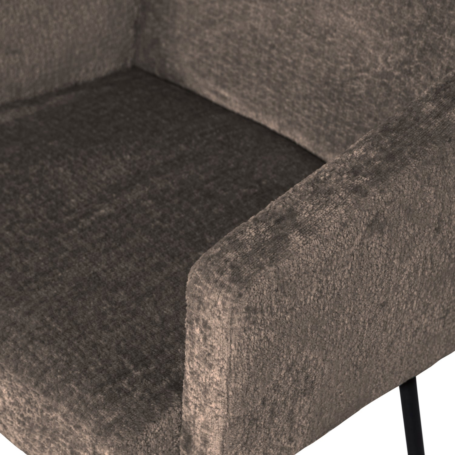 Mount eetkamerstoel met armleuning 3d chenille middenbruin